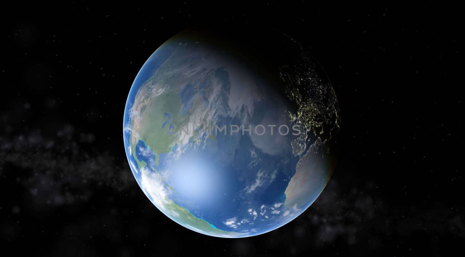 Earth on a background of stars 

