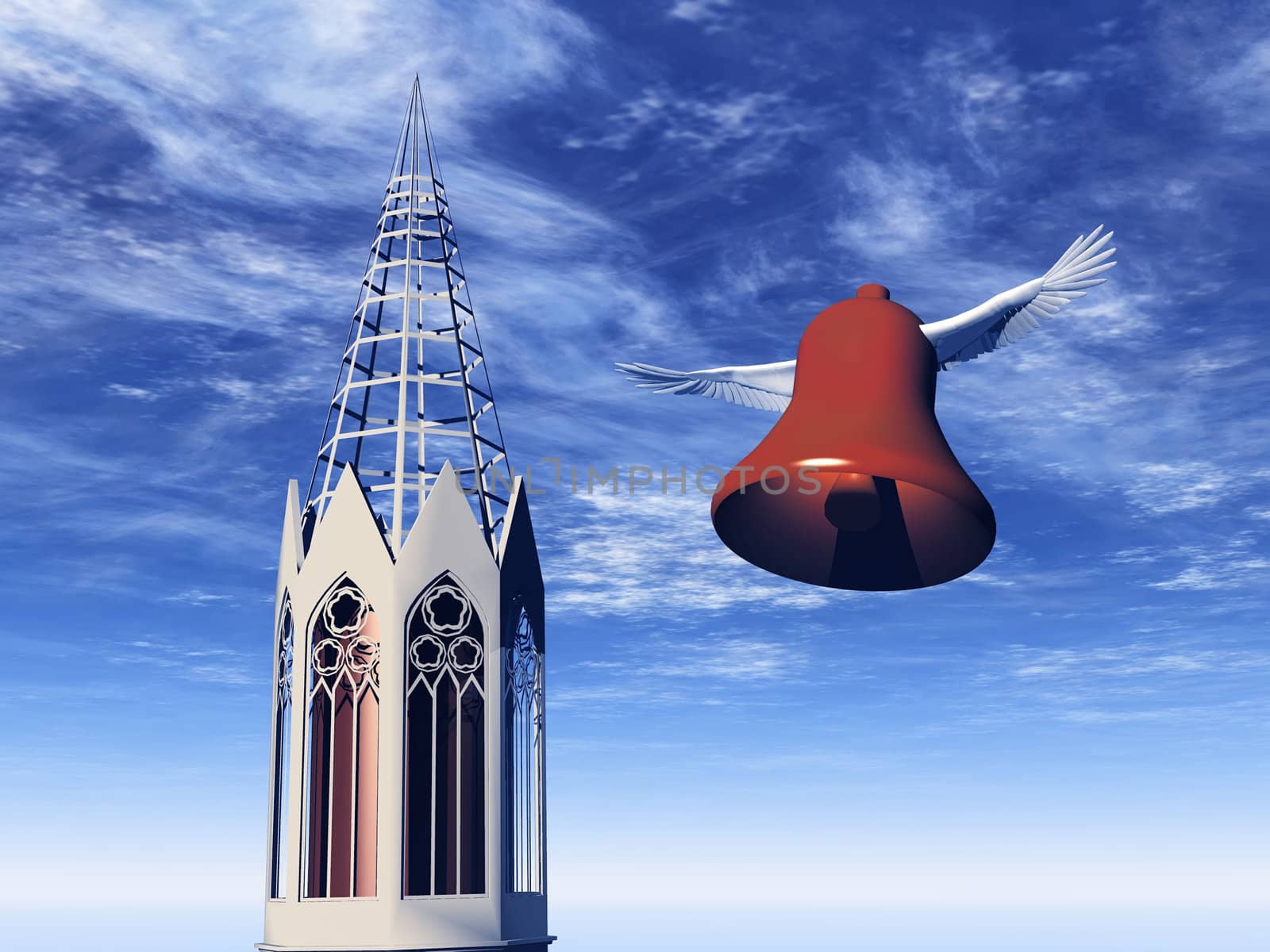Easter  bell and the church