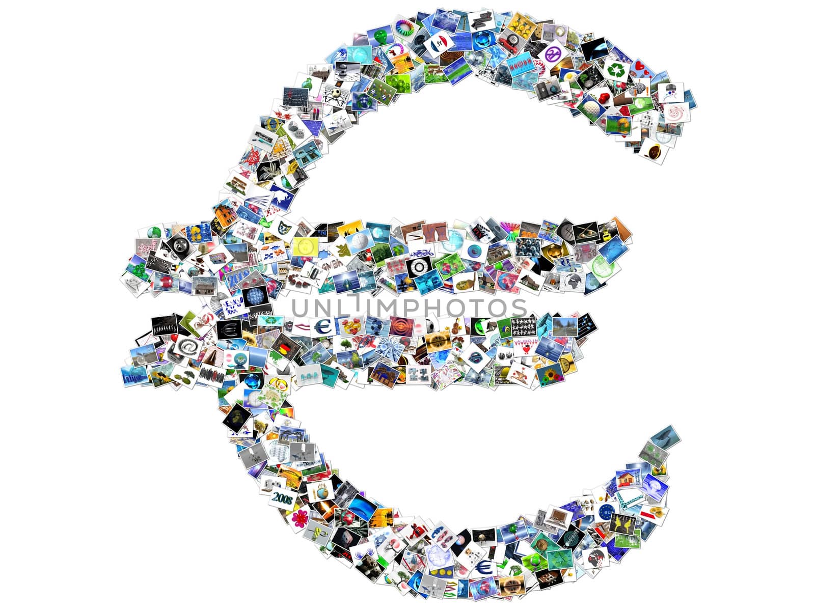 the  euro symbol in pictures on a white background