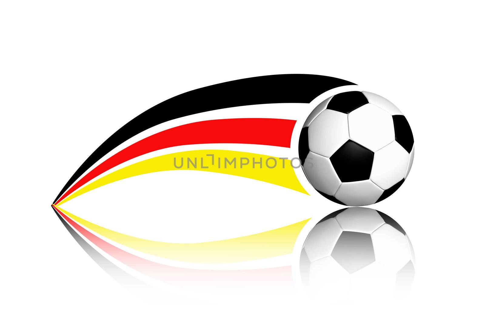Football And Germany Flag On A White Background