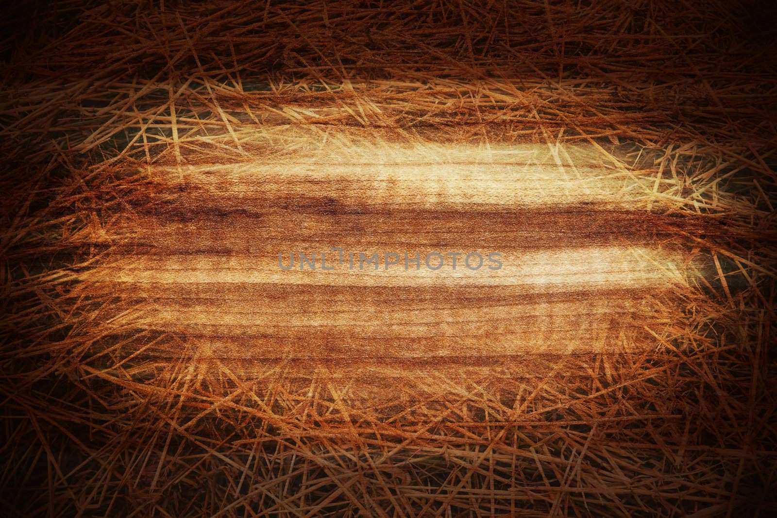 Funky grungy noisy texture background made from hay and wood planks with visible grain.