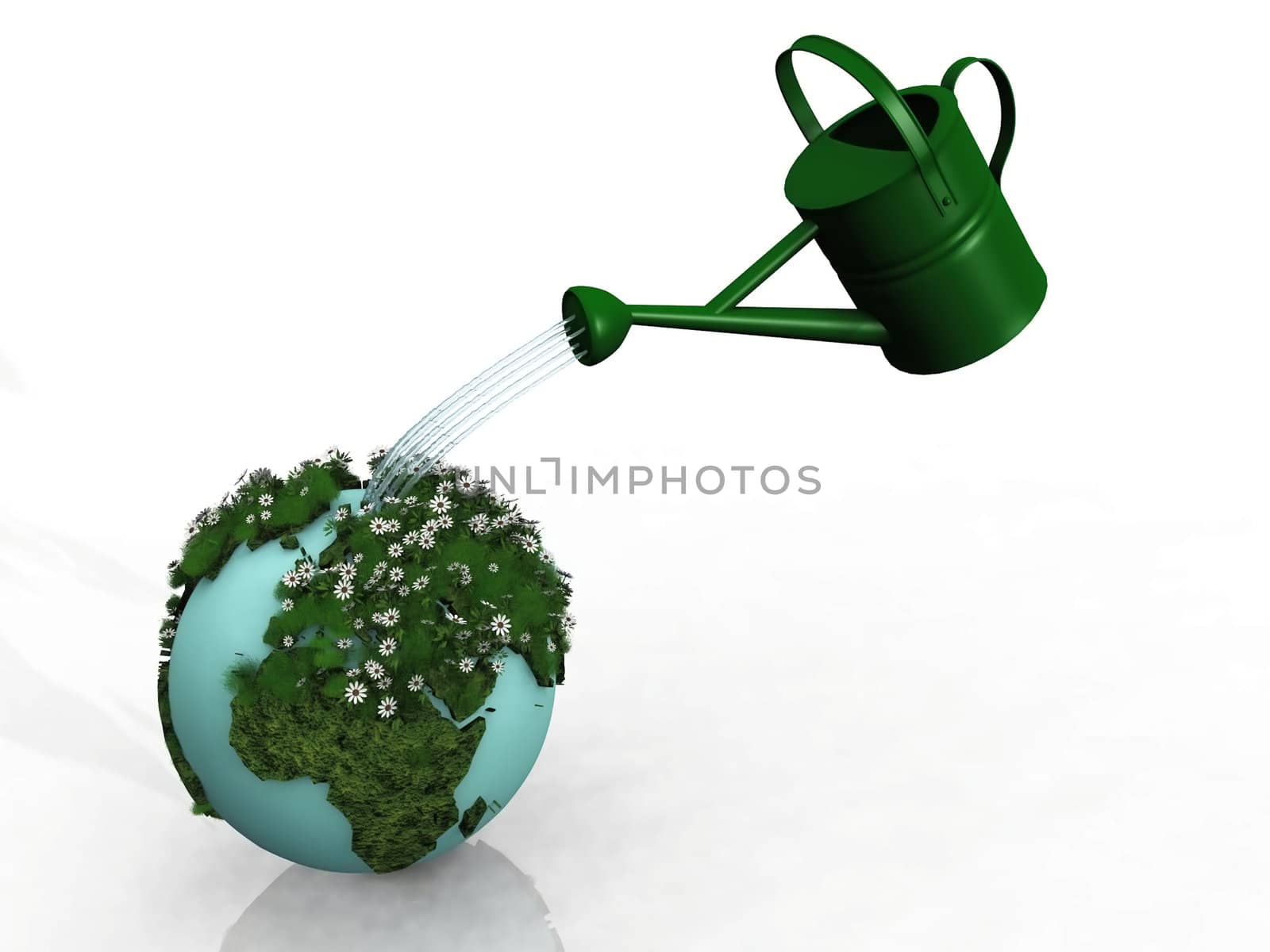 the watering can and the green earth