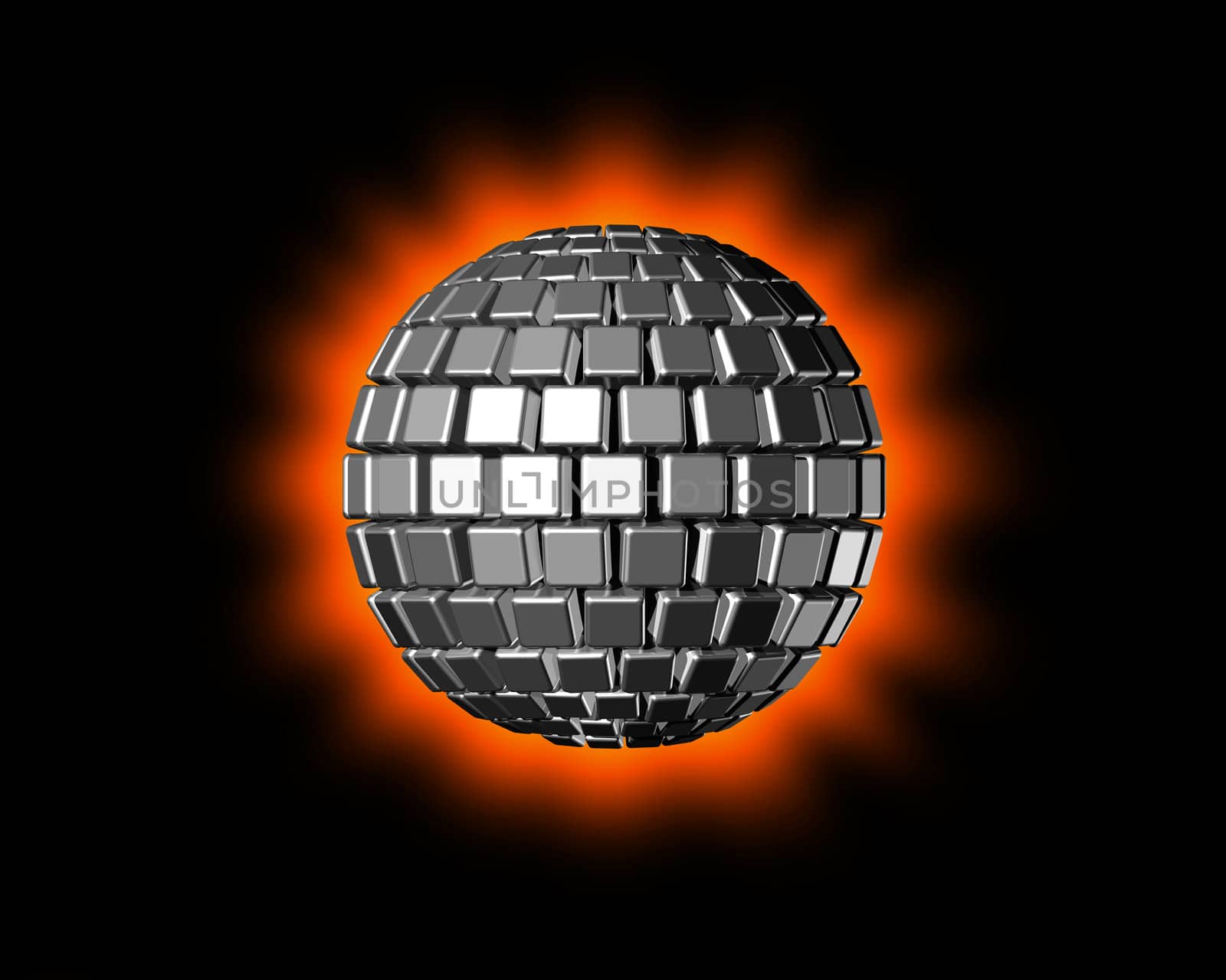 Three dimensional Shiny Disco ball isolated on a black background