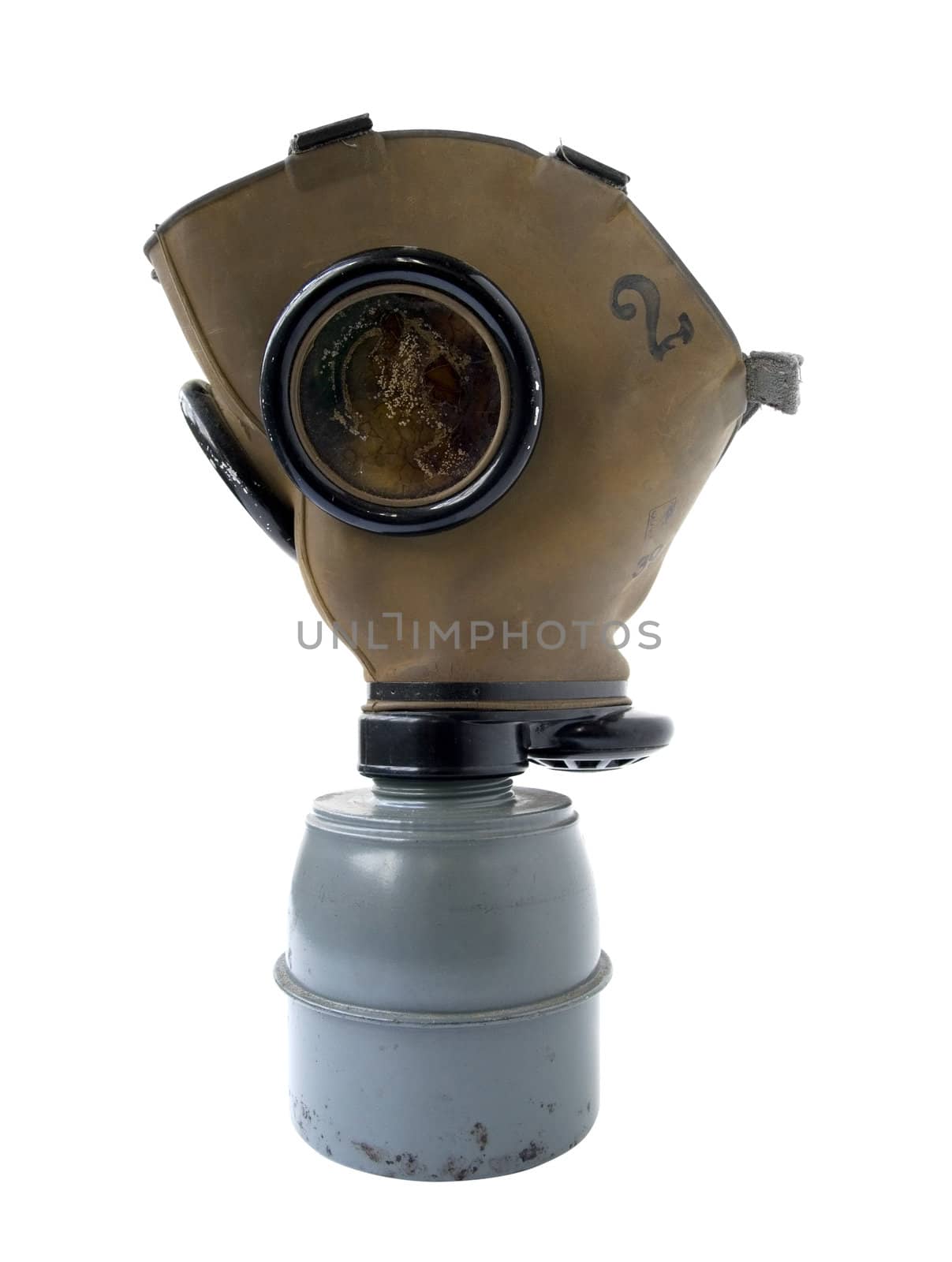 old gas mask on a white background