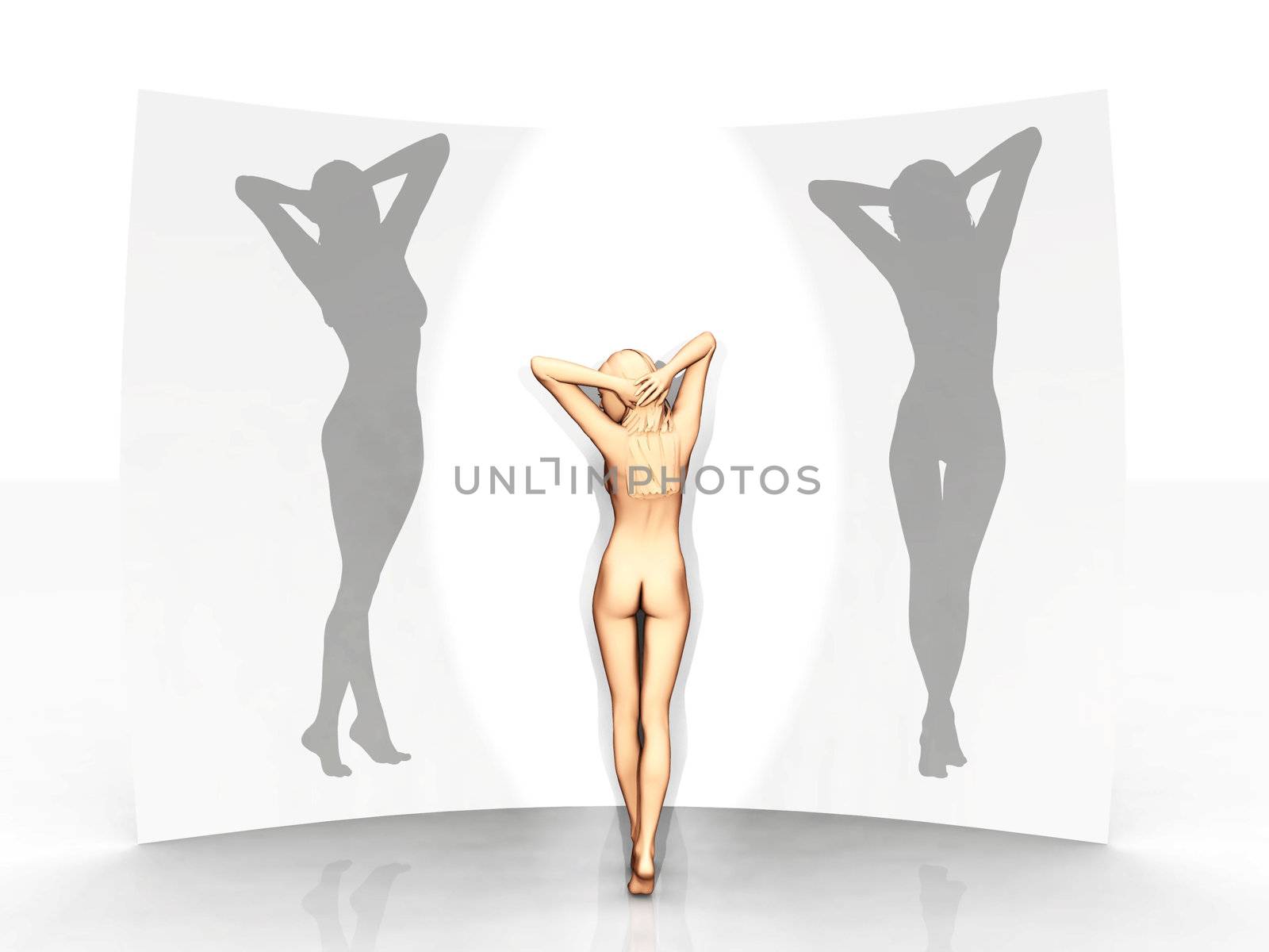 the naked woman and shadows
