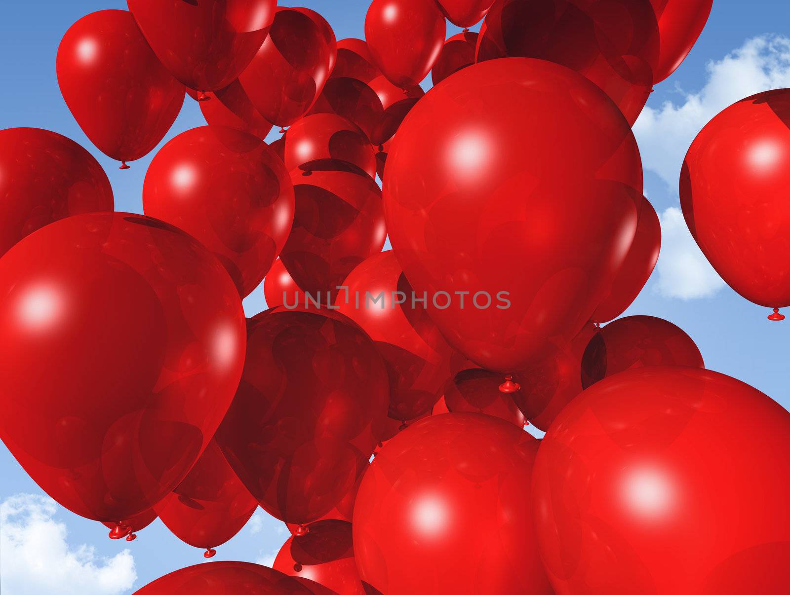 red balloons on a blue sky by daboost