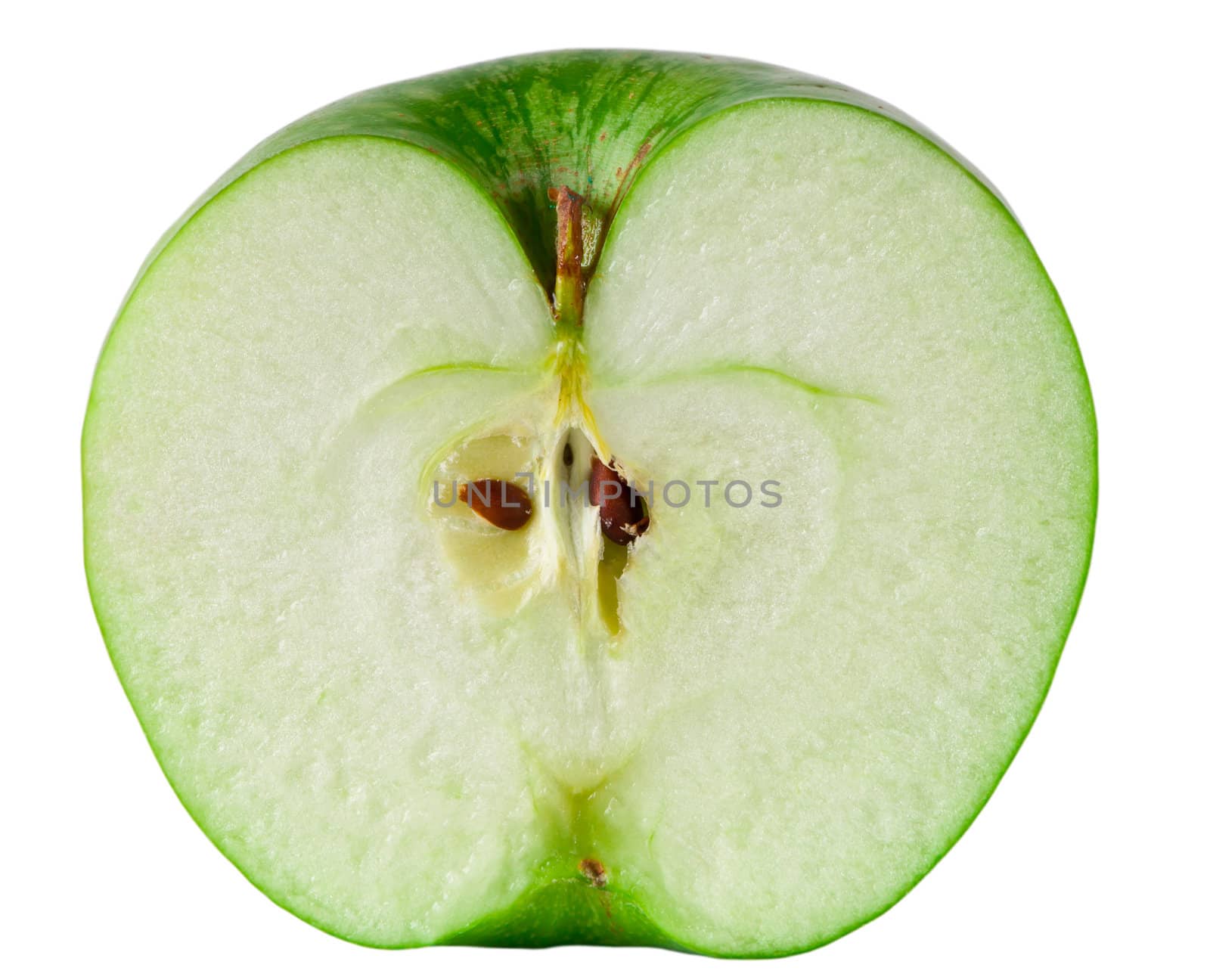 Green apple isolated on white. Fresh green apple. Sweet fruit.