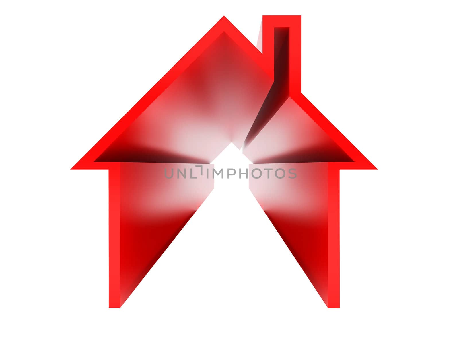 3d Red house isolated on white. High resolution image.