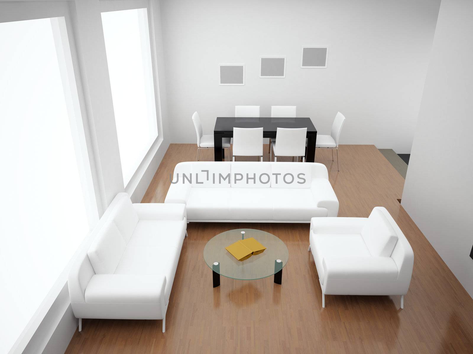 Interior of the modern room. High resolution image. 3d rendered illustration.