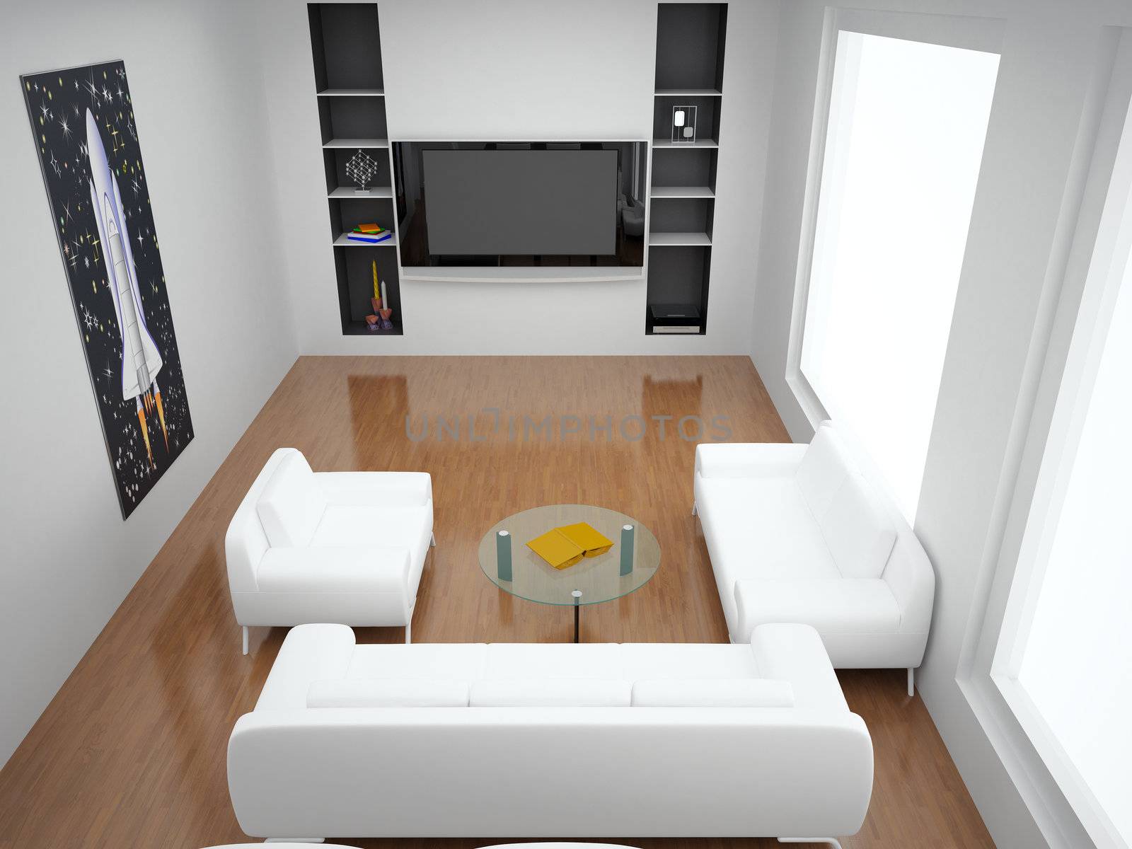 Interior of the modern room. High resolution image. 3d rendered illustration.