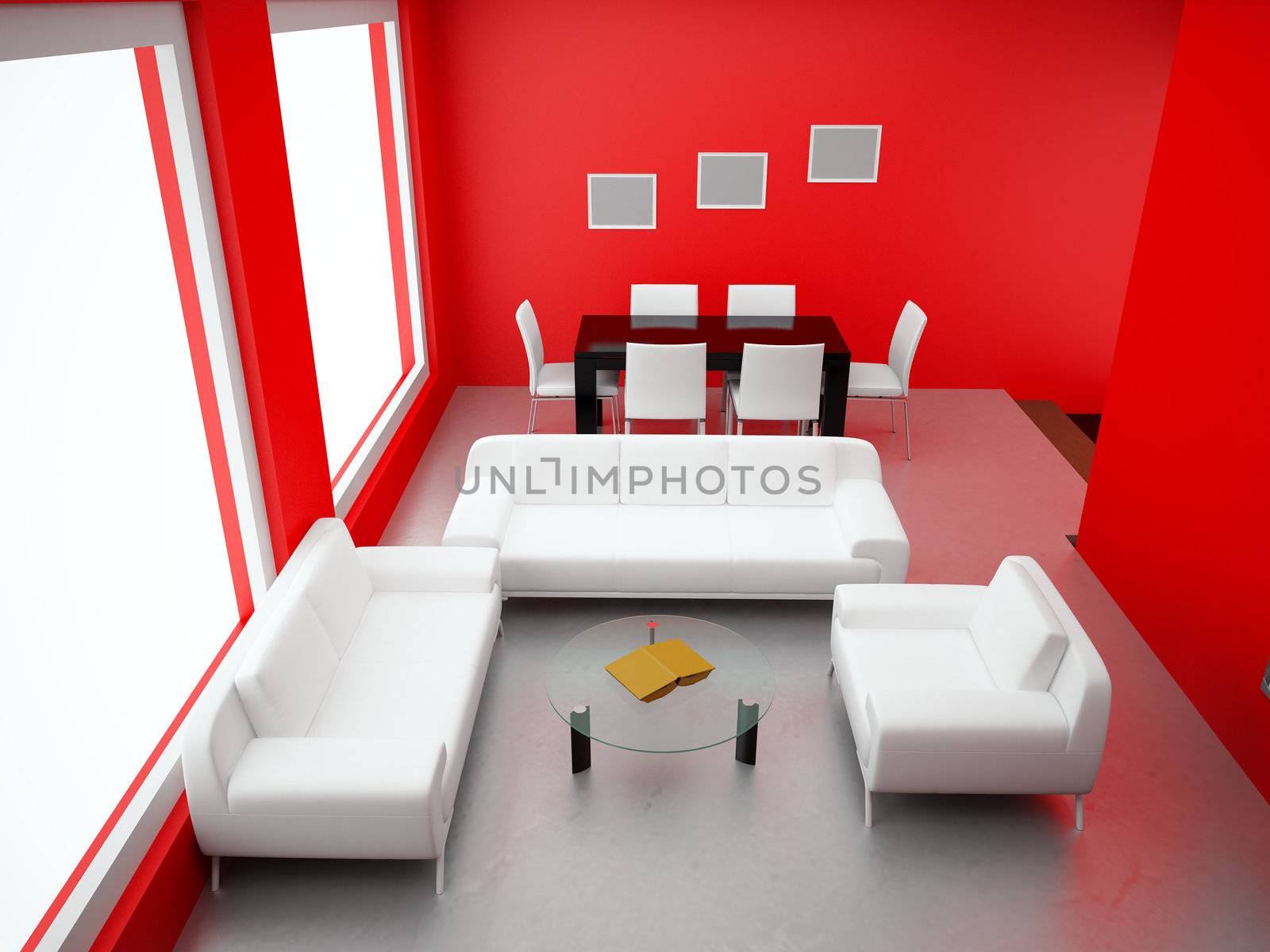 Interior of the modern room. High resolution image. 3d rendered illustration.