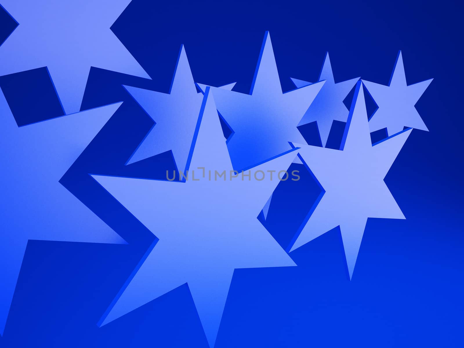 Stars on a blue background. High resolution image. 3d rendered illustration.