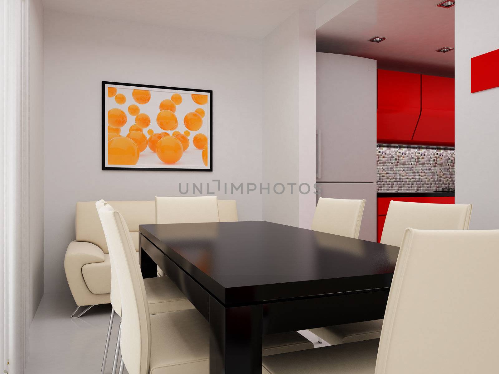 Interior of the modern room. High resolution image. 3d rendered illustration.