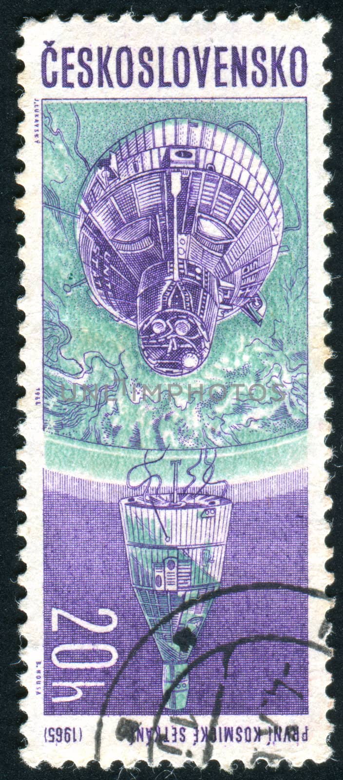 CZECHOSLOVAKIA - CIRCA 1966: stamp printed by Czechoslovakia, shows First Meeting in Orbit, circa 1966