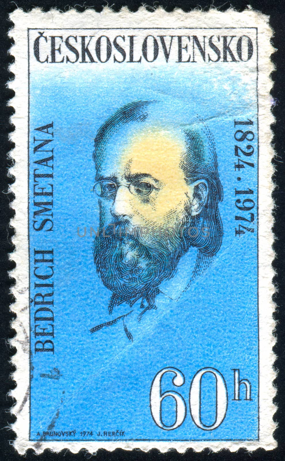 CZECHOSLOVAKIA - CIRCA 1974: stamp printed by Czechoslovakia, shows Bedrich Smetana, circa 1974