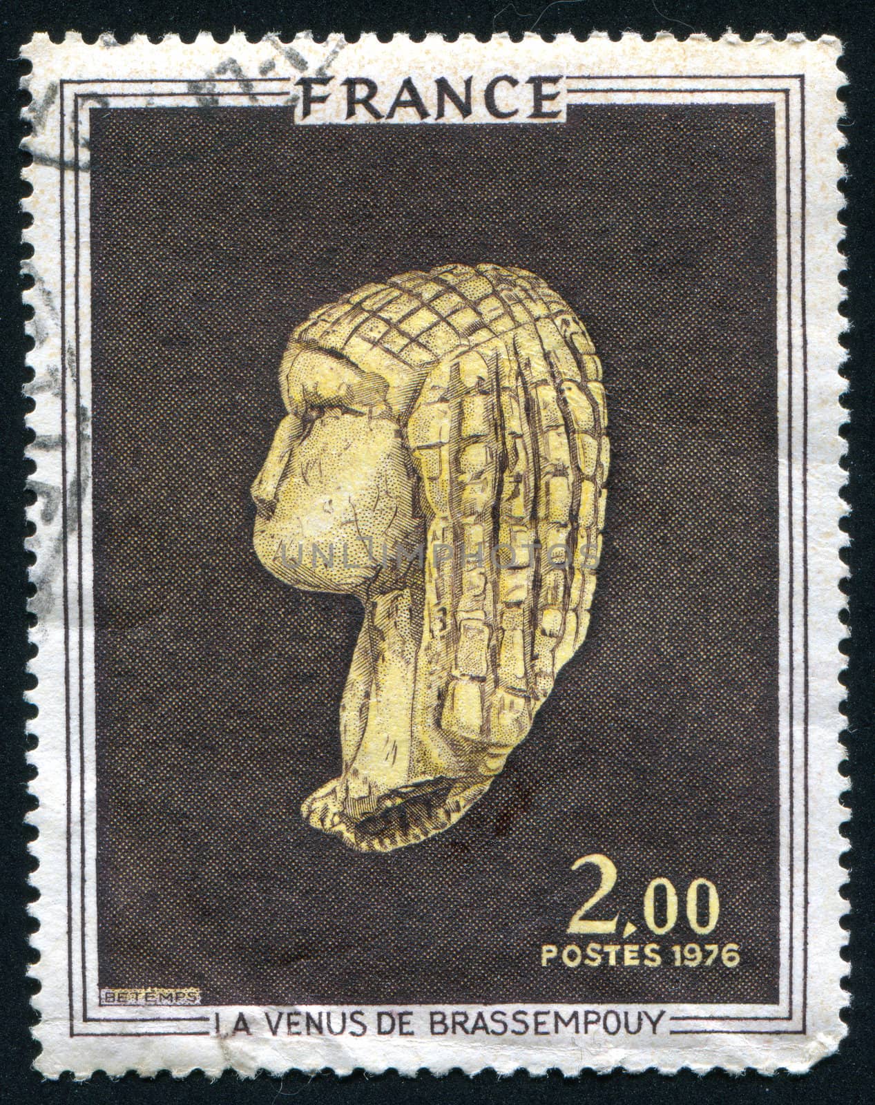 FRANCE - CIRCA 1976: stamp printed by France, shows Venus of Brassempouy, circa 1976
