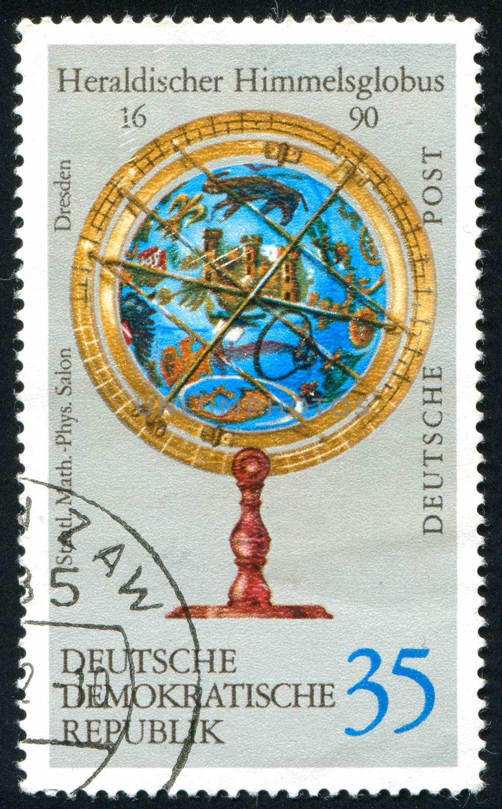 GERMANY- CIRCA 1971: stamp printed by Germany, shows Globe clock, circa 1971.