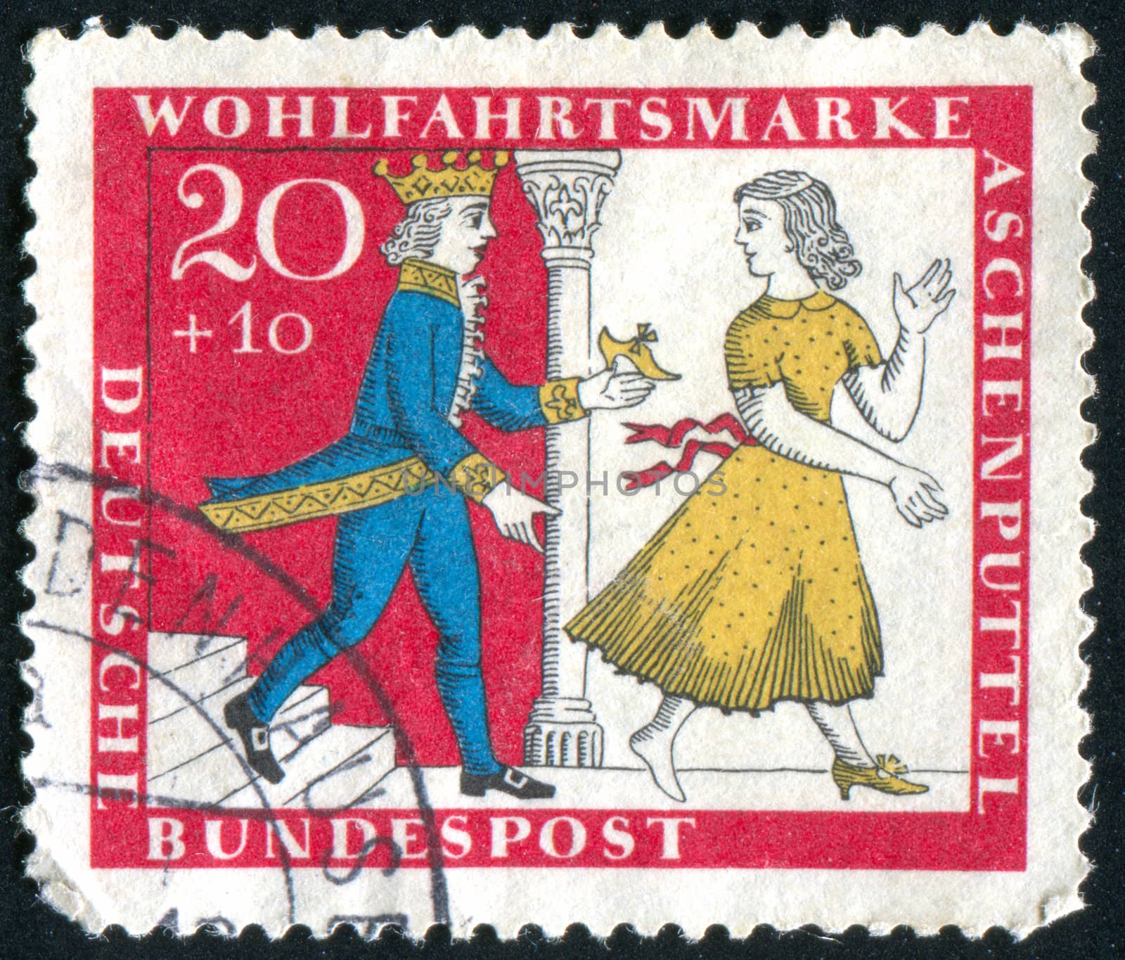 GERMANY - CIRCA 1951: stamp printed by Germany, shows Cinderella, circa 1951