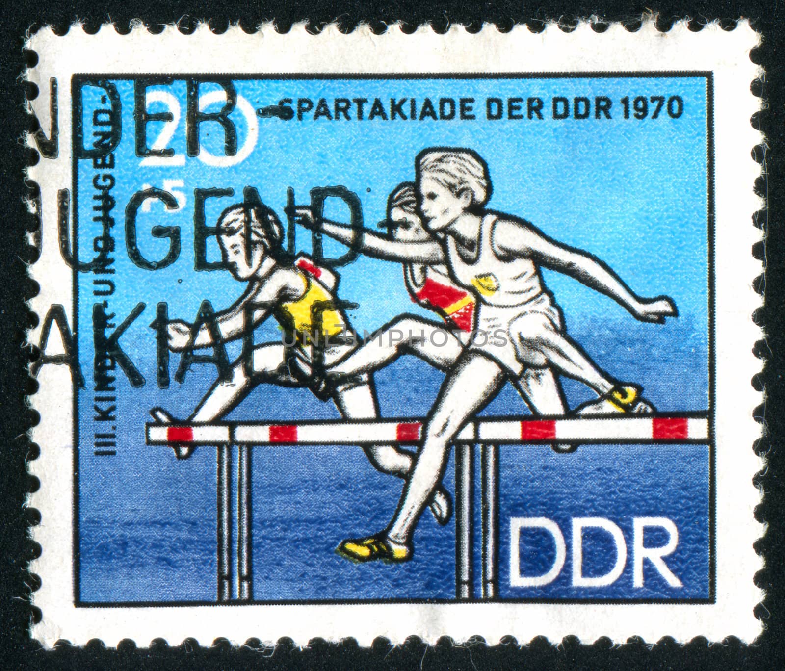GERMANY - CIRCA 1970: stamp printed by Germany, shows Hurdle-race, circa 1970
