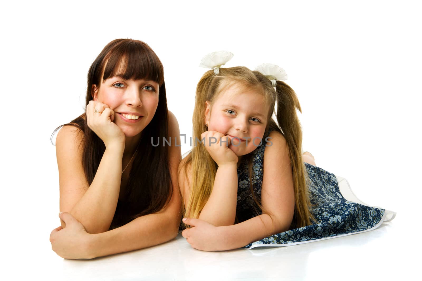 Mother and daughter together isolated on white