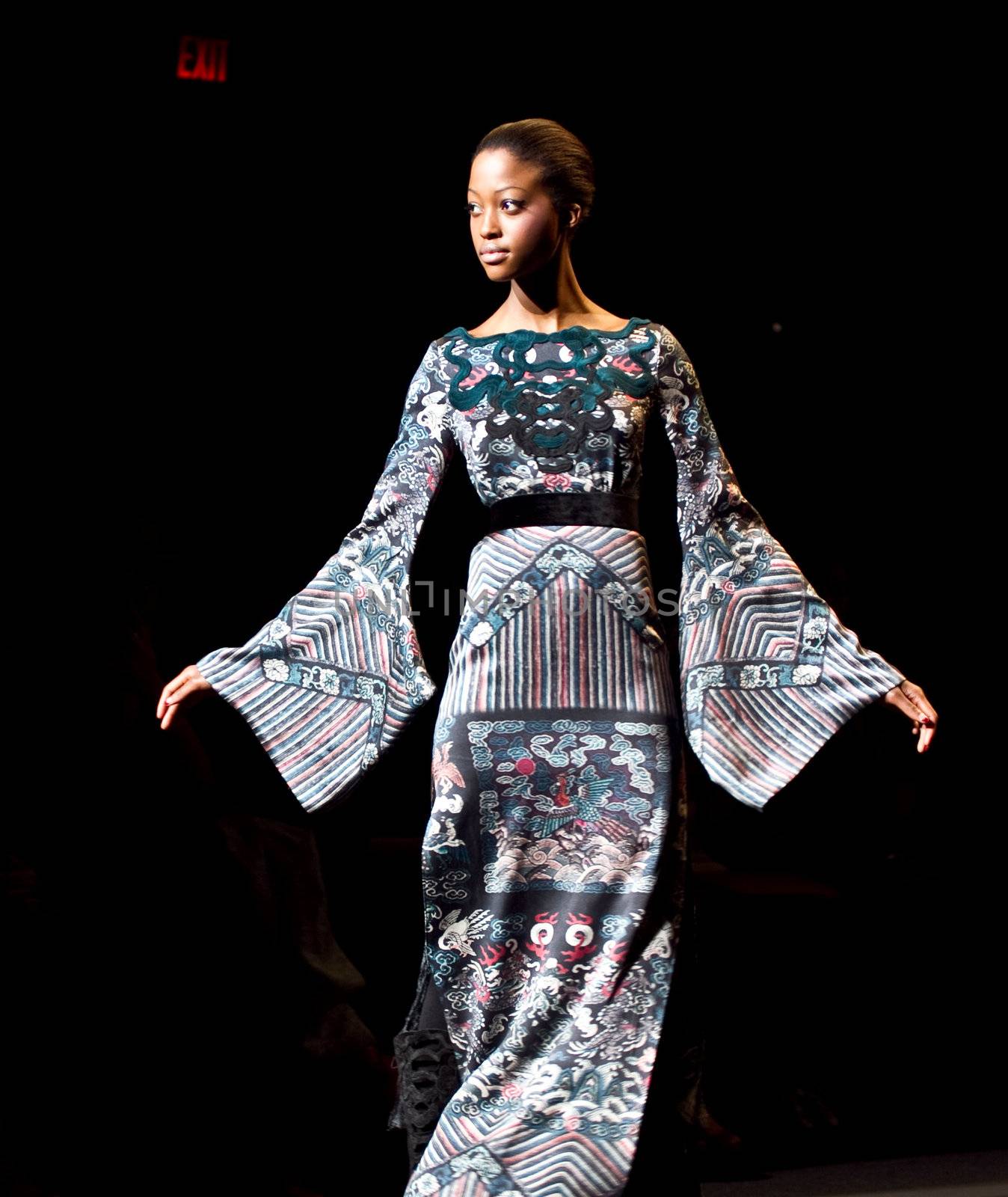 NEW YORK, NY - FEBRUARY 12: Model at Vivienne Tam Runway show at Fall 2011 fashion show during Mercedes-Benz Fashion Week at The Theatre at Lincoln Center on February 12, 2011 in New York City. (Photo by Diana Beato)