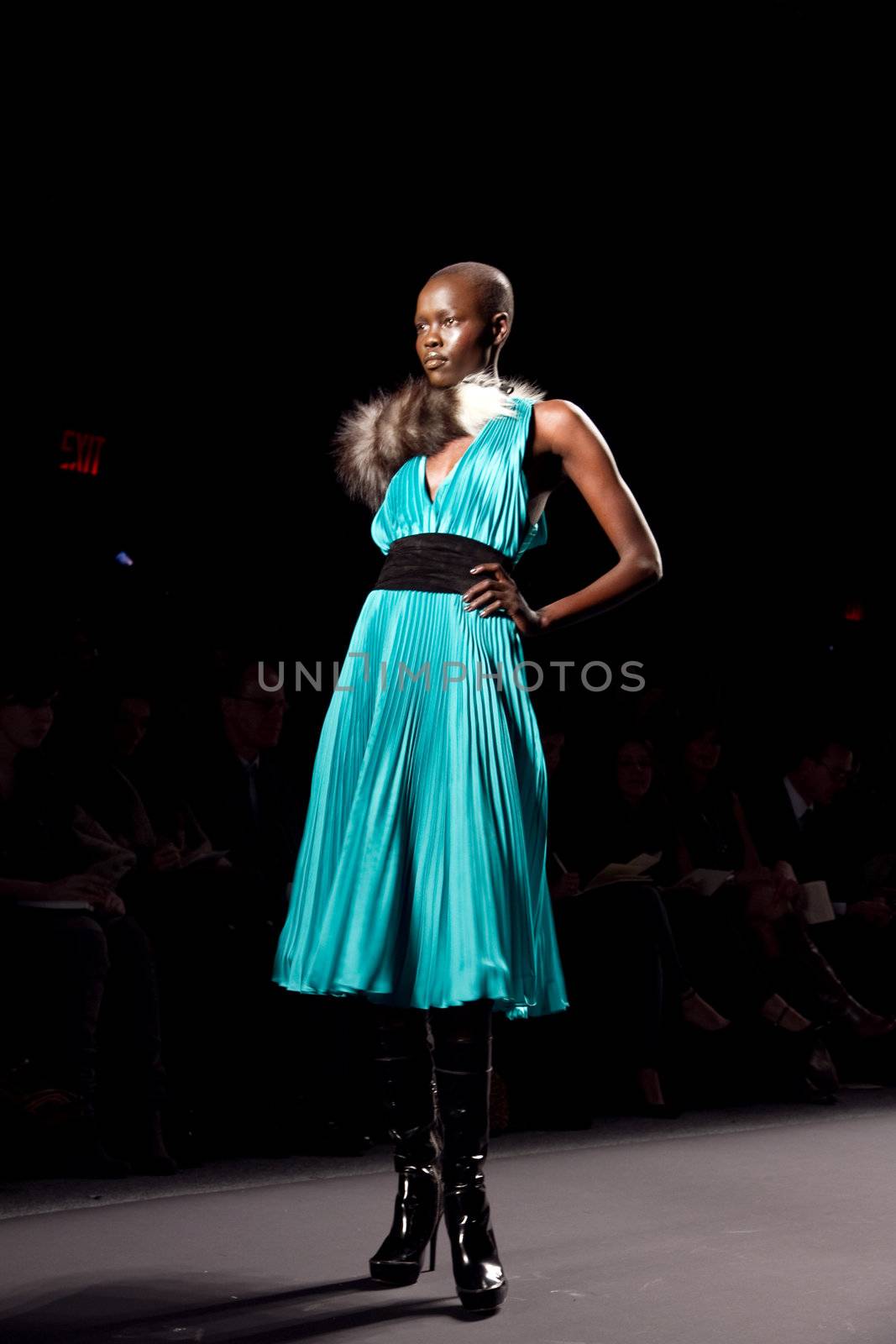 NEW YORK, NY - FEBRUARY 14: A model walks the runway at the Tracy Reese Fall 2011 fashion show during Mercedes-Benz Fashion Week at The Studio at Lincoln Center on February 14, 2011 in New York City. (Photo by Diana Beato)