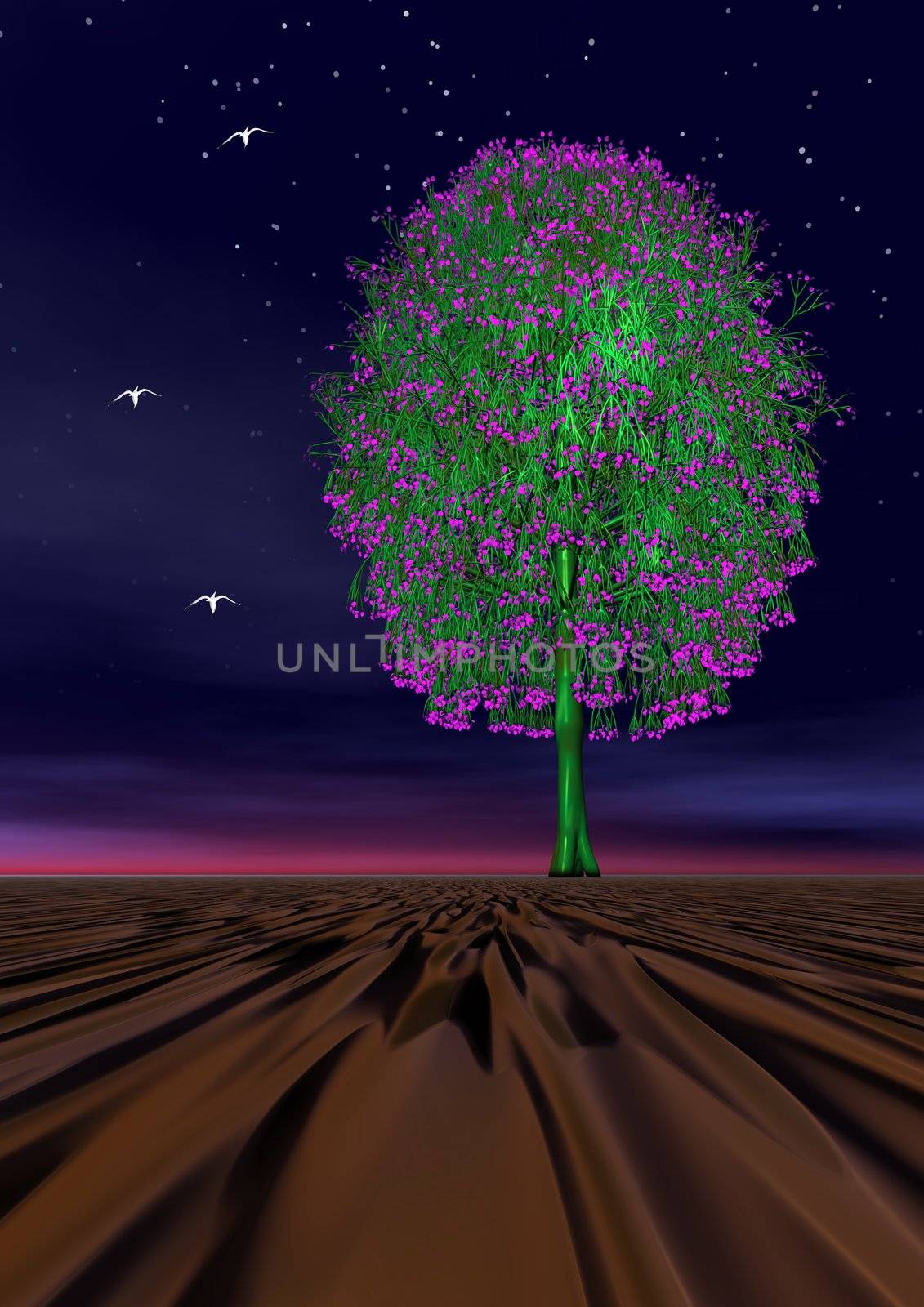 tree purple and sky
