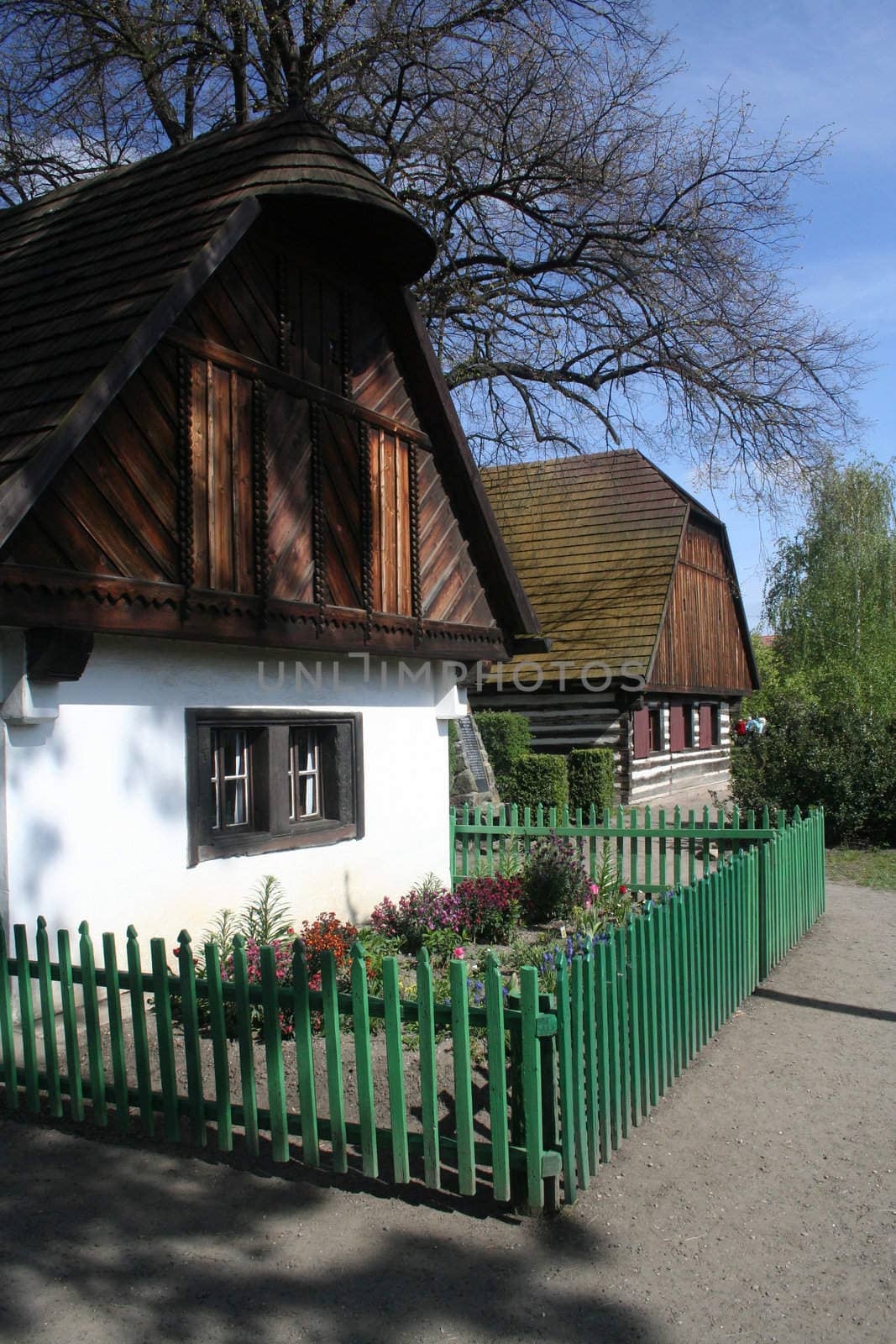 Old traditional czech house with small garden