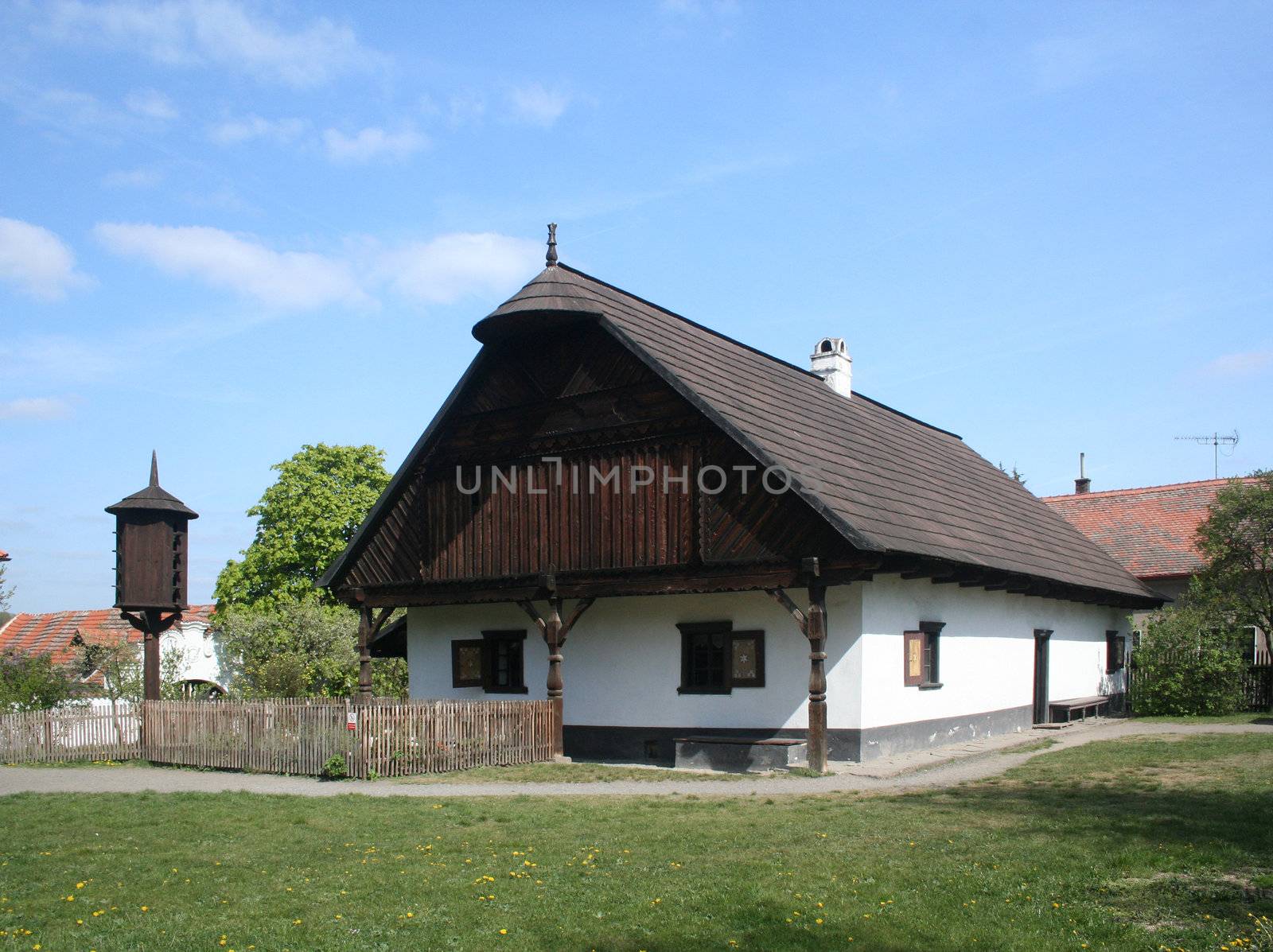 Old traditional czech house in a garden