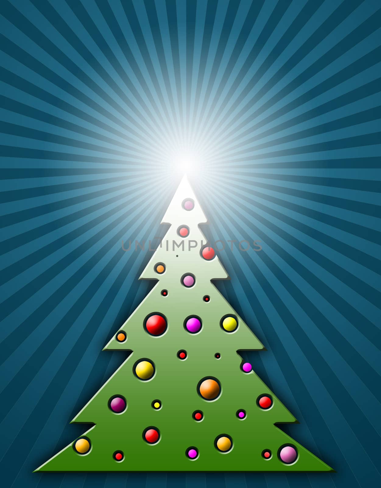 Modern christmas tree with stripes in background
