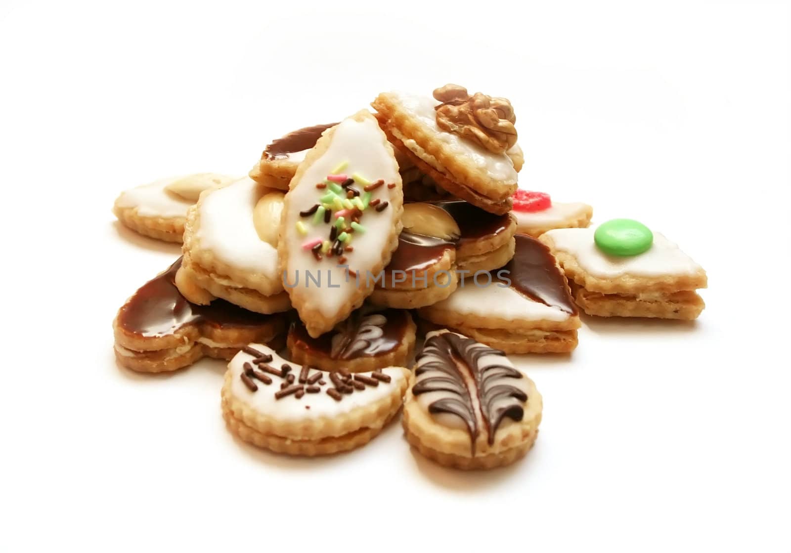 Christmas confectionery on white background