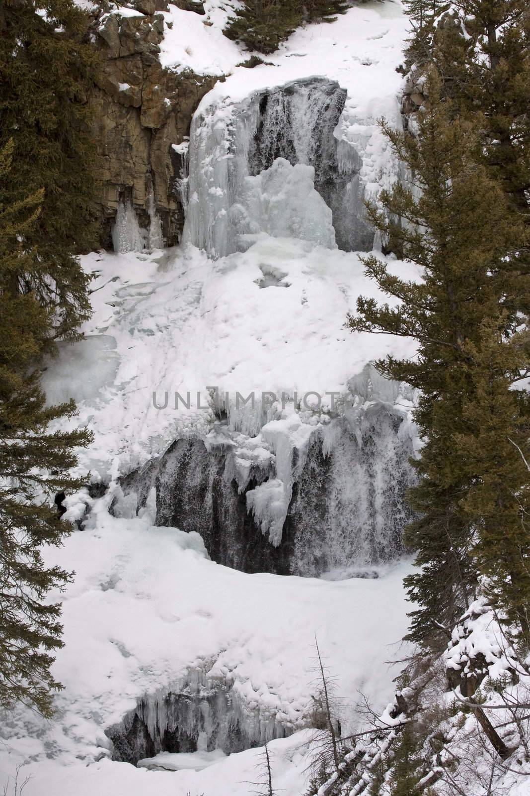 Yellowstone Park Wyoming Winter Snow Waterfall
