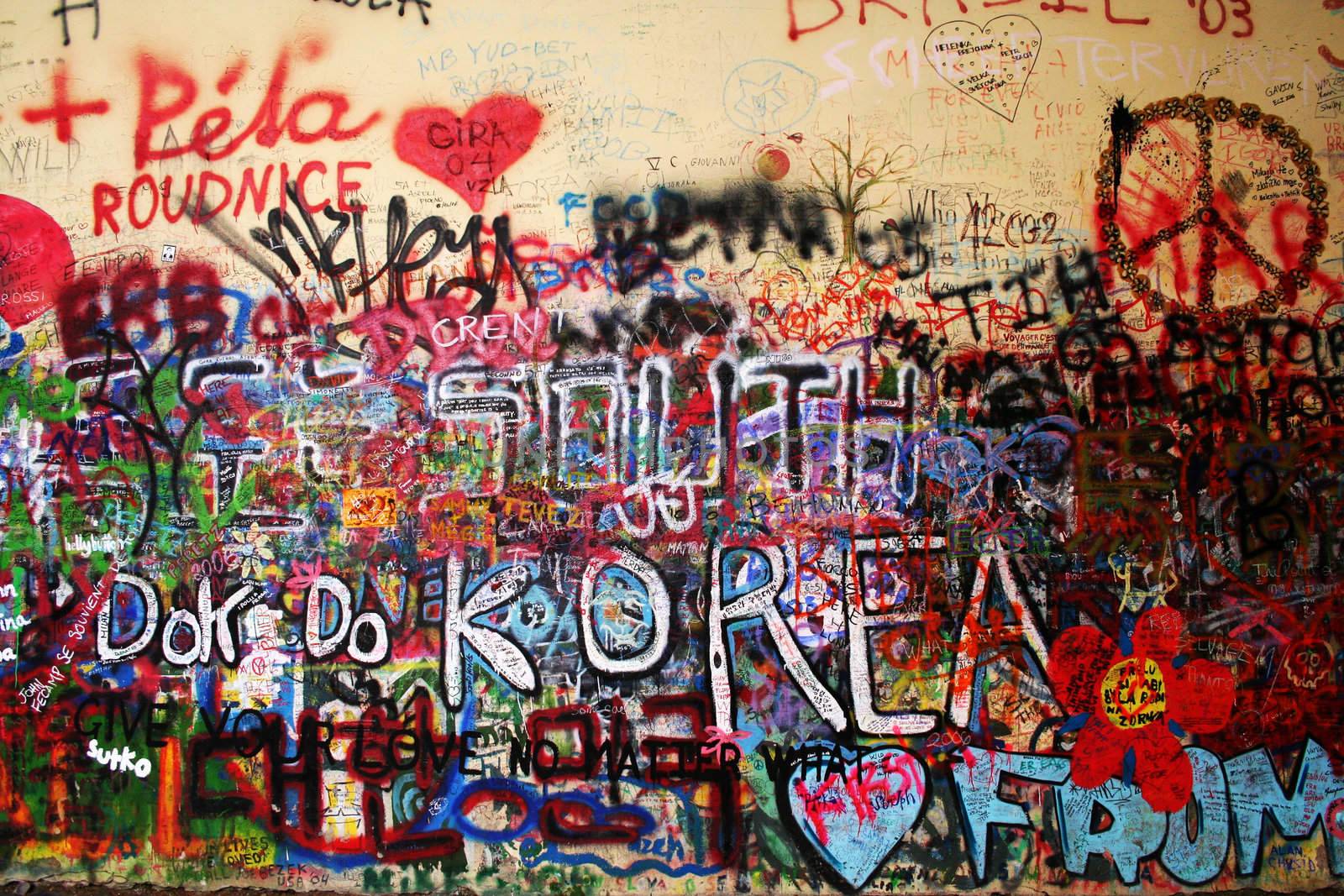 Graffiti on the wall - in Prague (Lennon's wall)