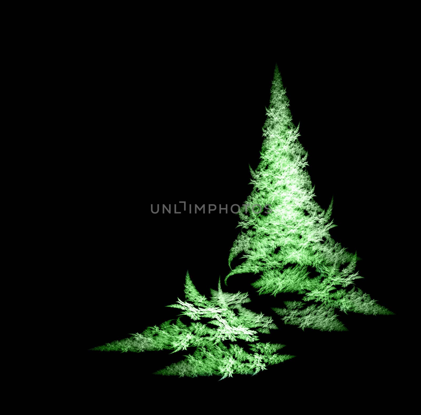 Green Fractal Christmas tree on black background