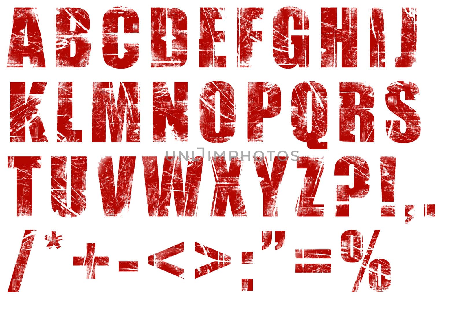 Grunge alphabet on white background