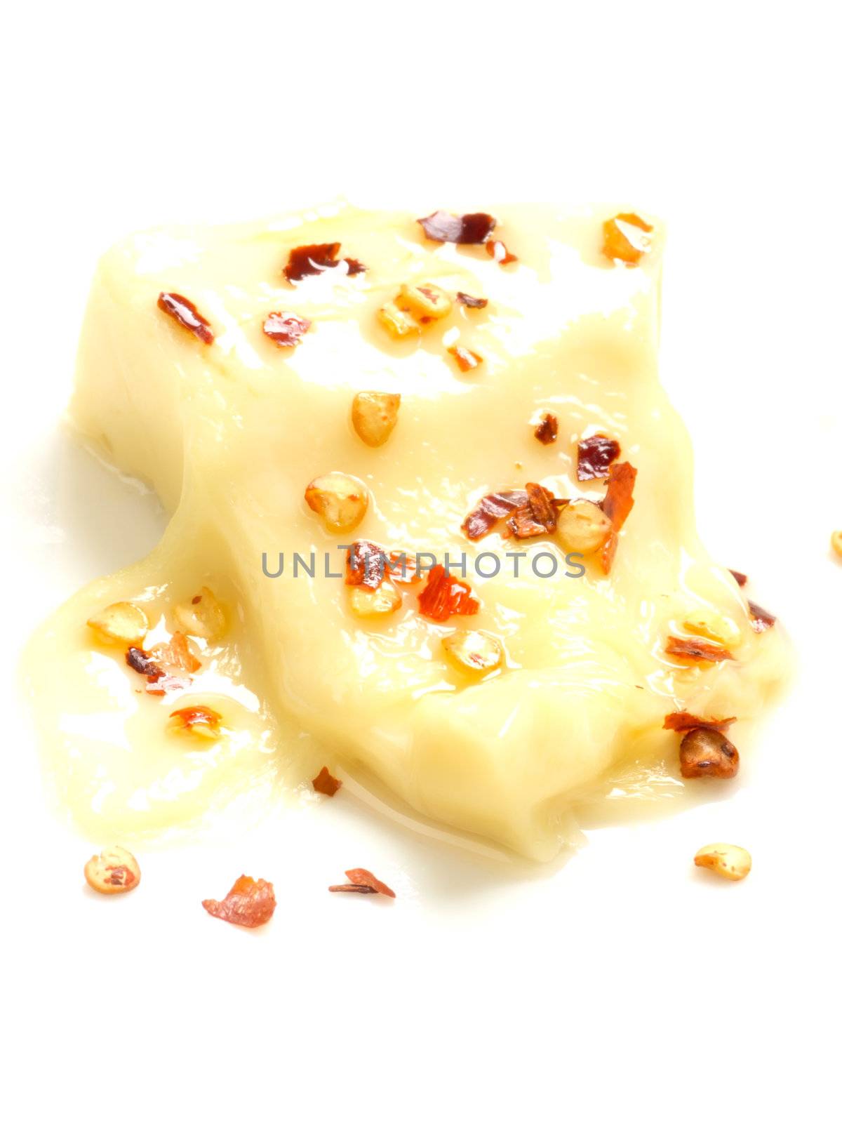 melted cheese appetizer isolated