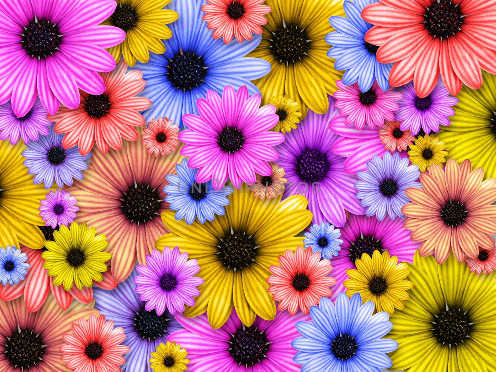 Abstract background made from coloured flowers