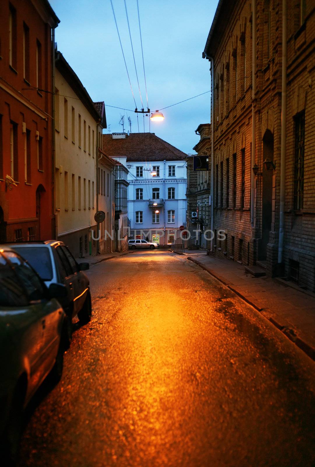 Street Vilnus at night. Litva