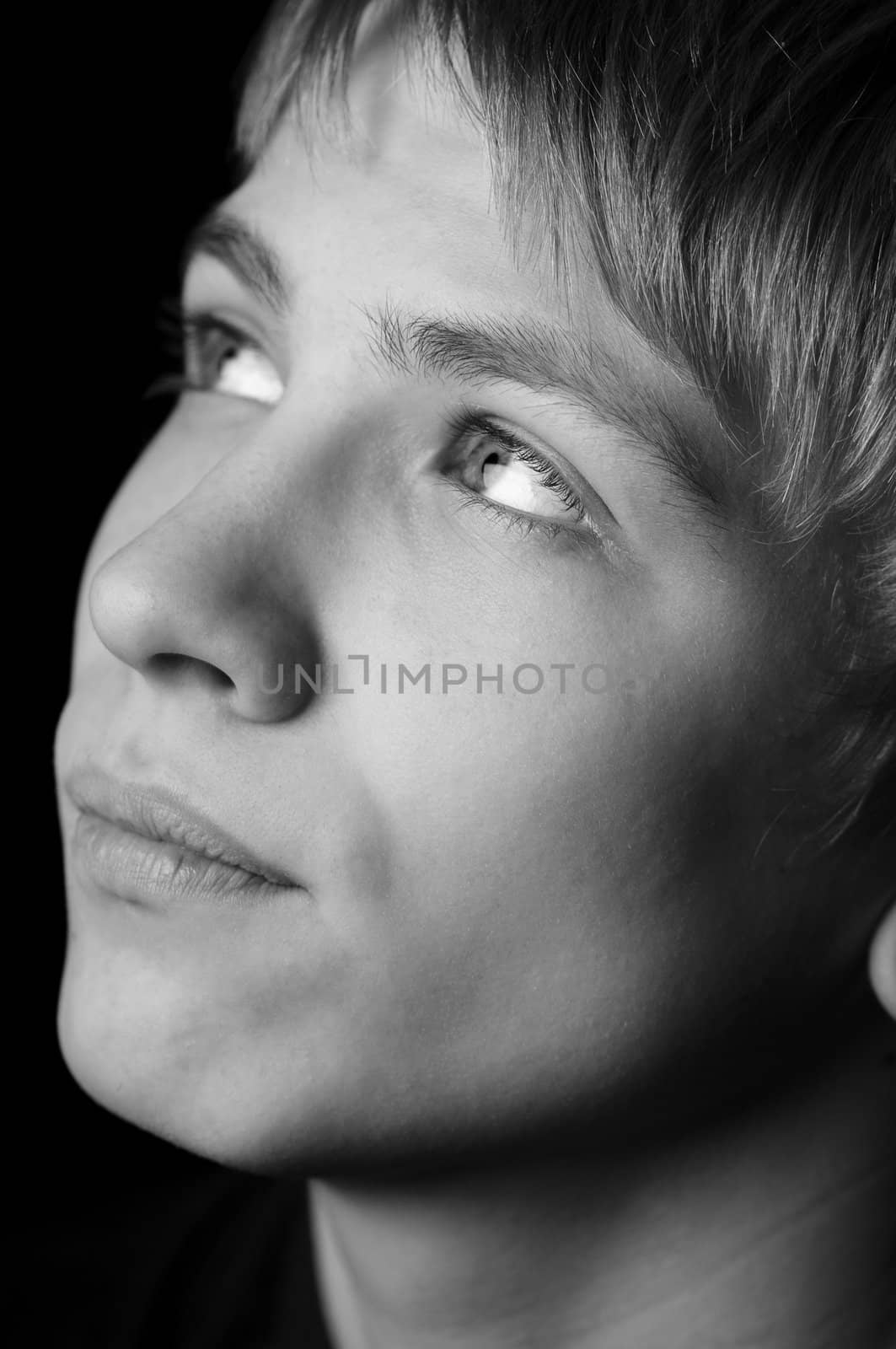 portrait of a teenager with grayscale 