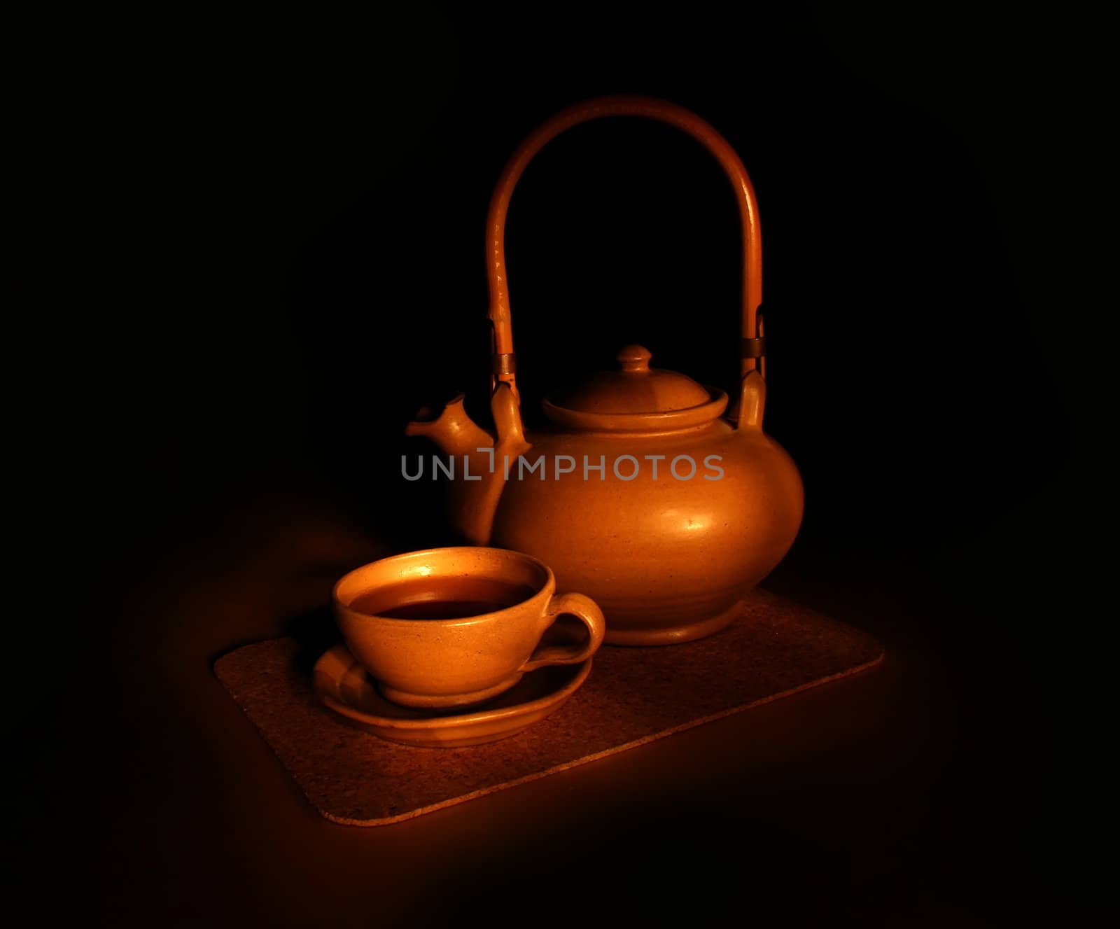 Evening tea still-life - dark background