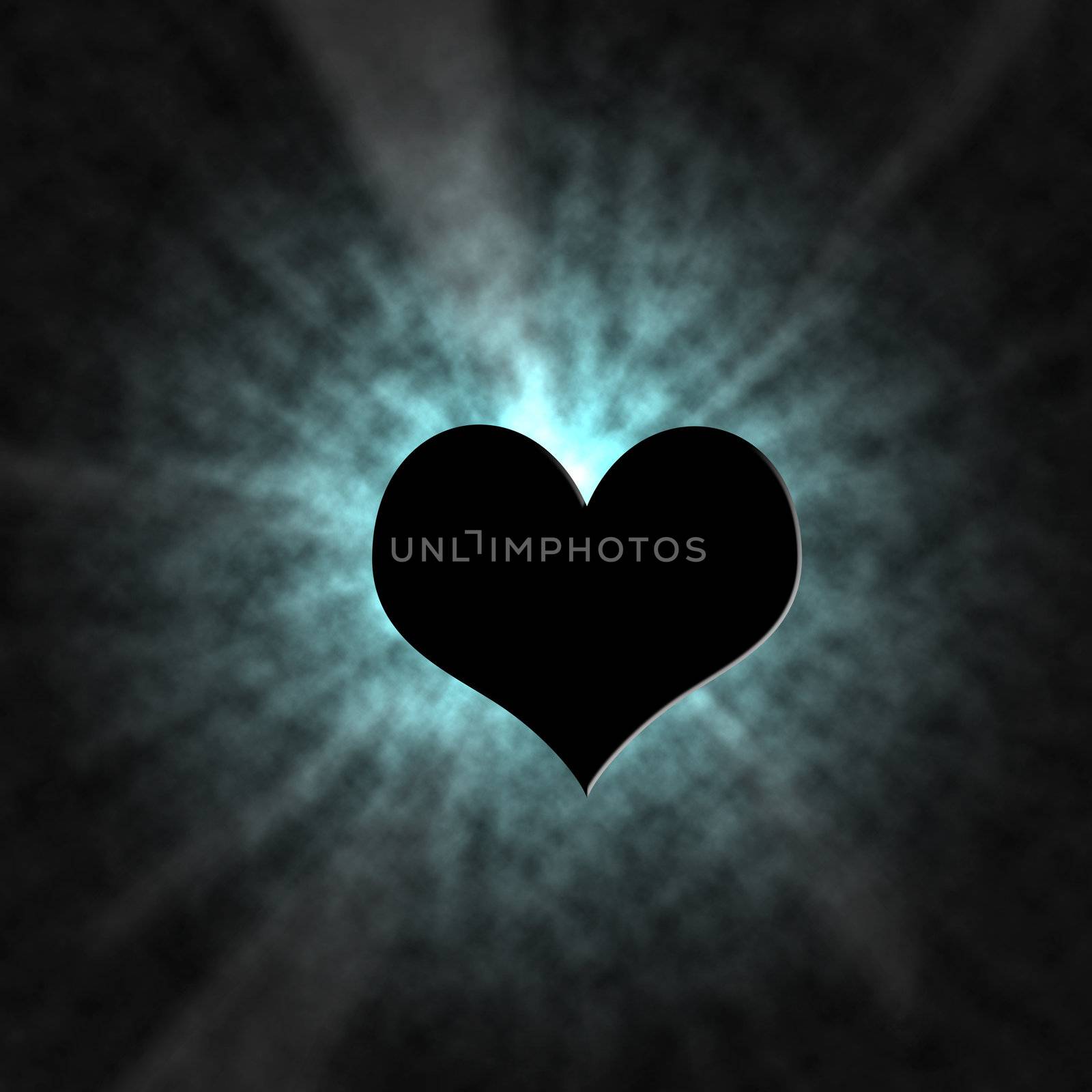 cool shining heart effect with rays of light
