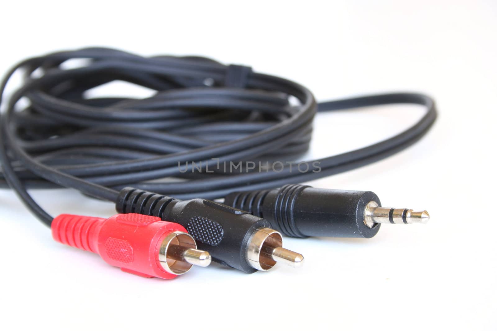 Audio cables isolated on white background