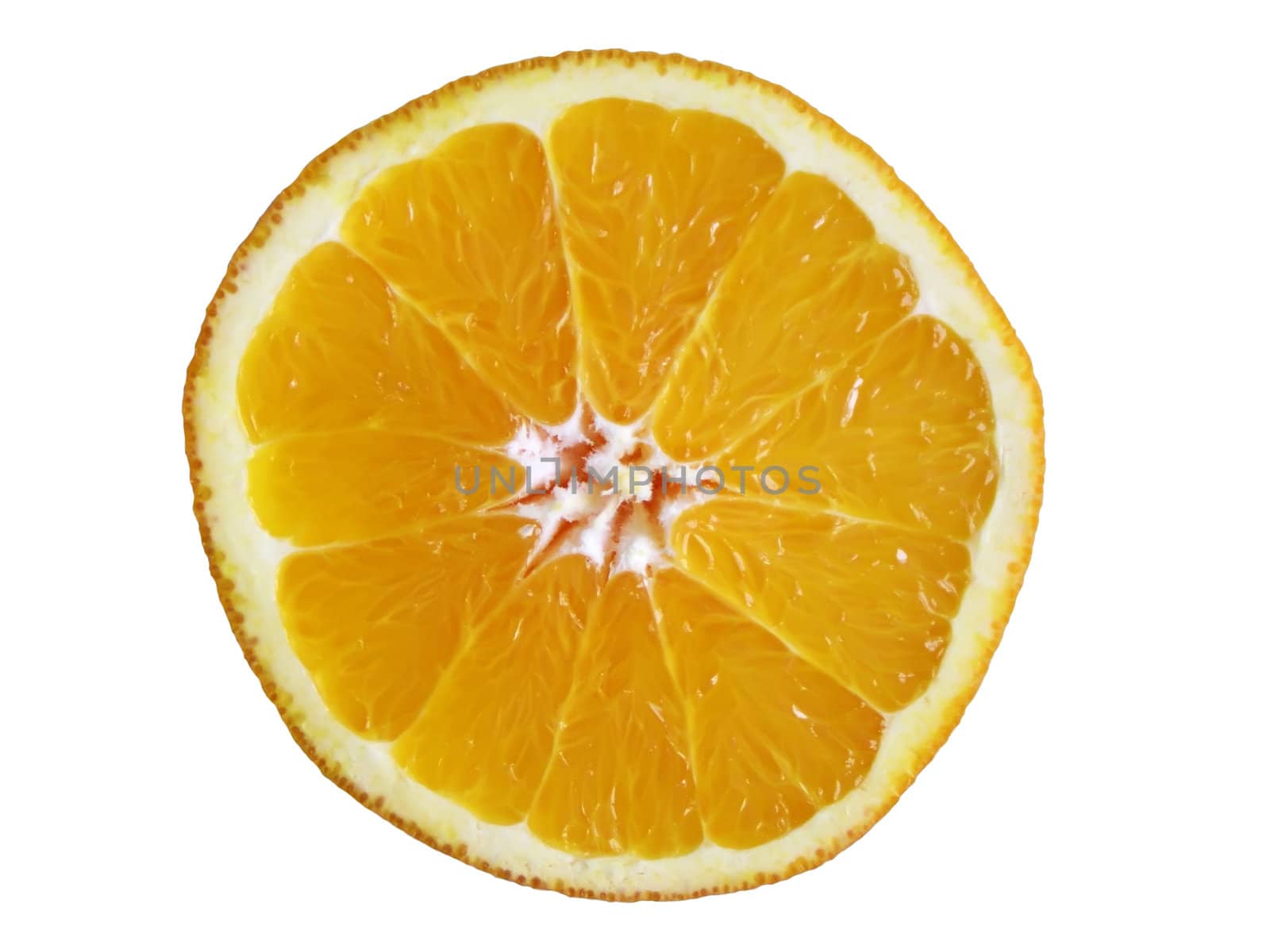 Fresh juicy orange slice on white background
