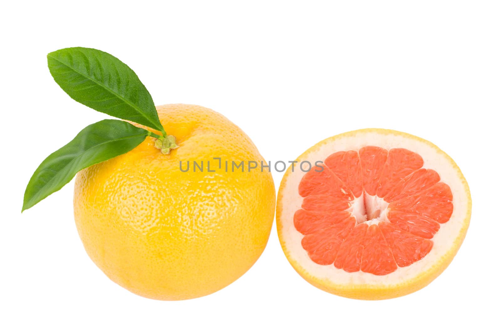 close-up red grapefruit, isolated on white