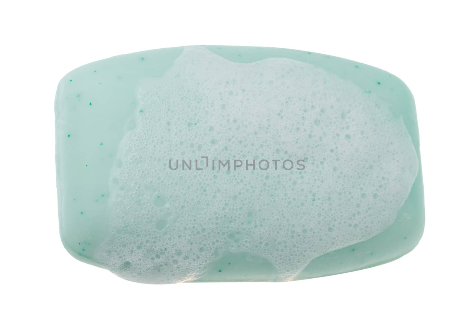 toilet soap with foam, isolated on white