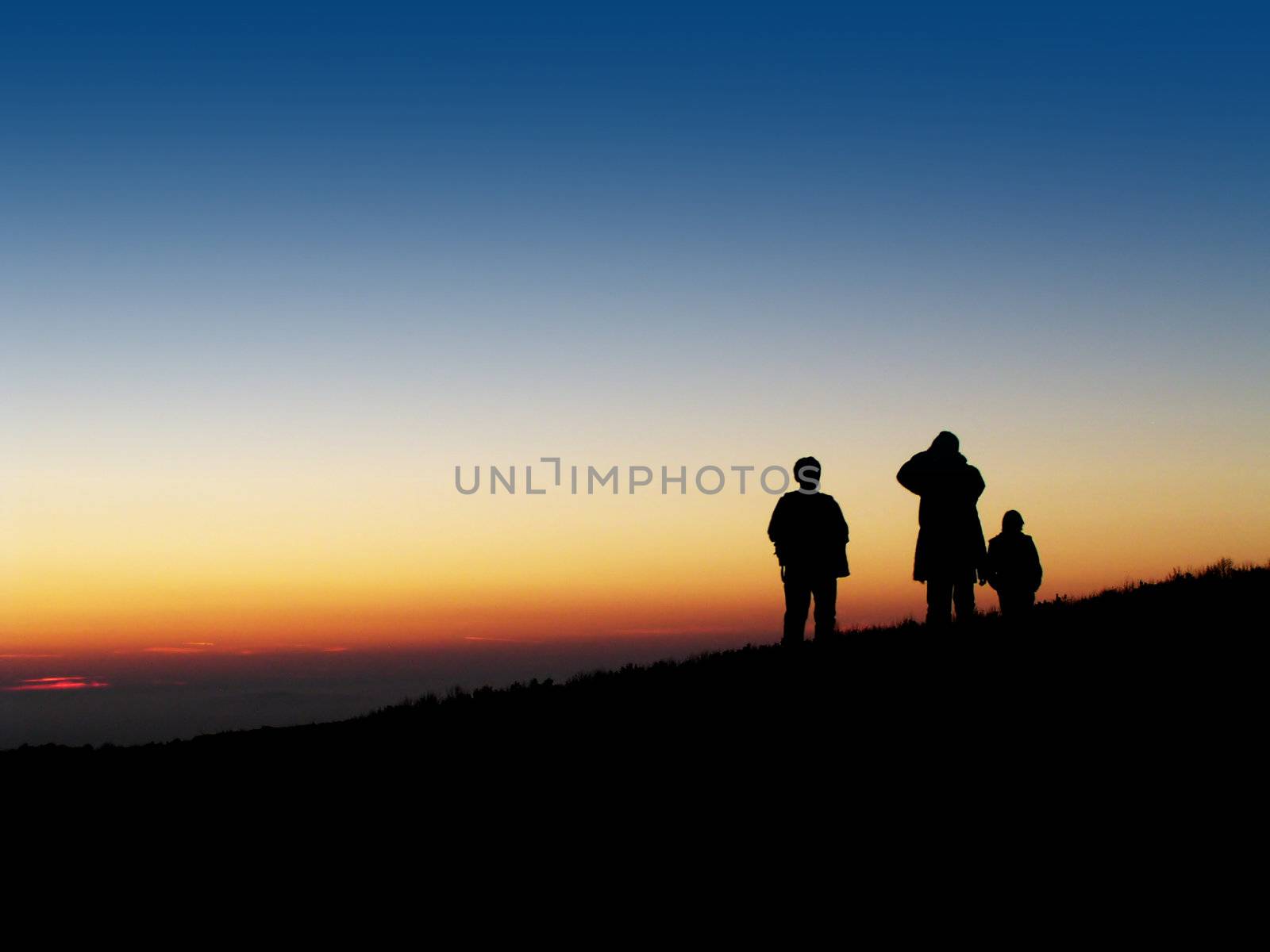 Evening trip - sunset on the background