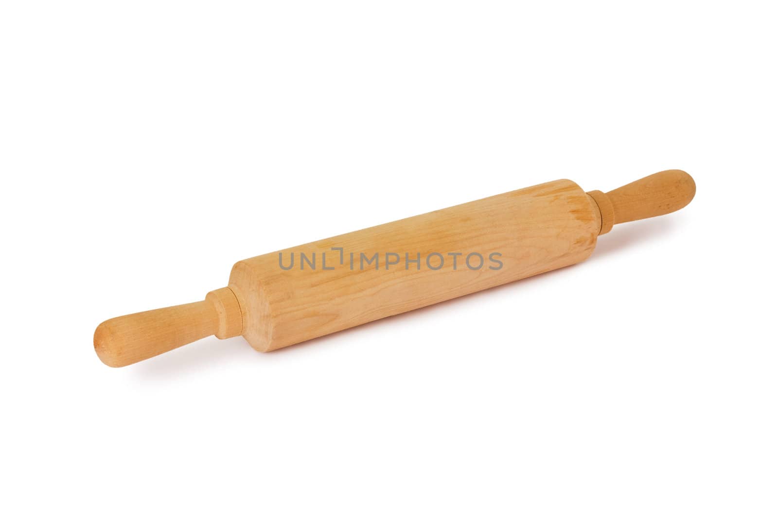 Wooden rolling-pin isolated on a white background