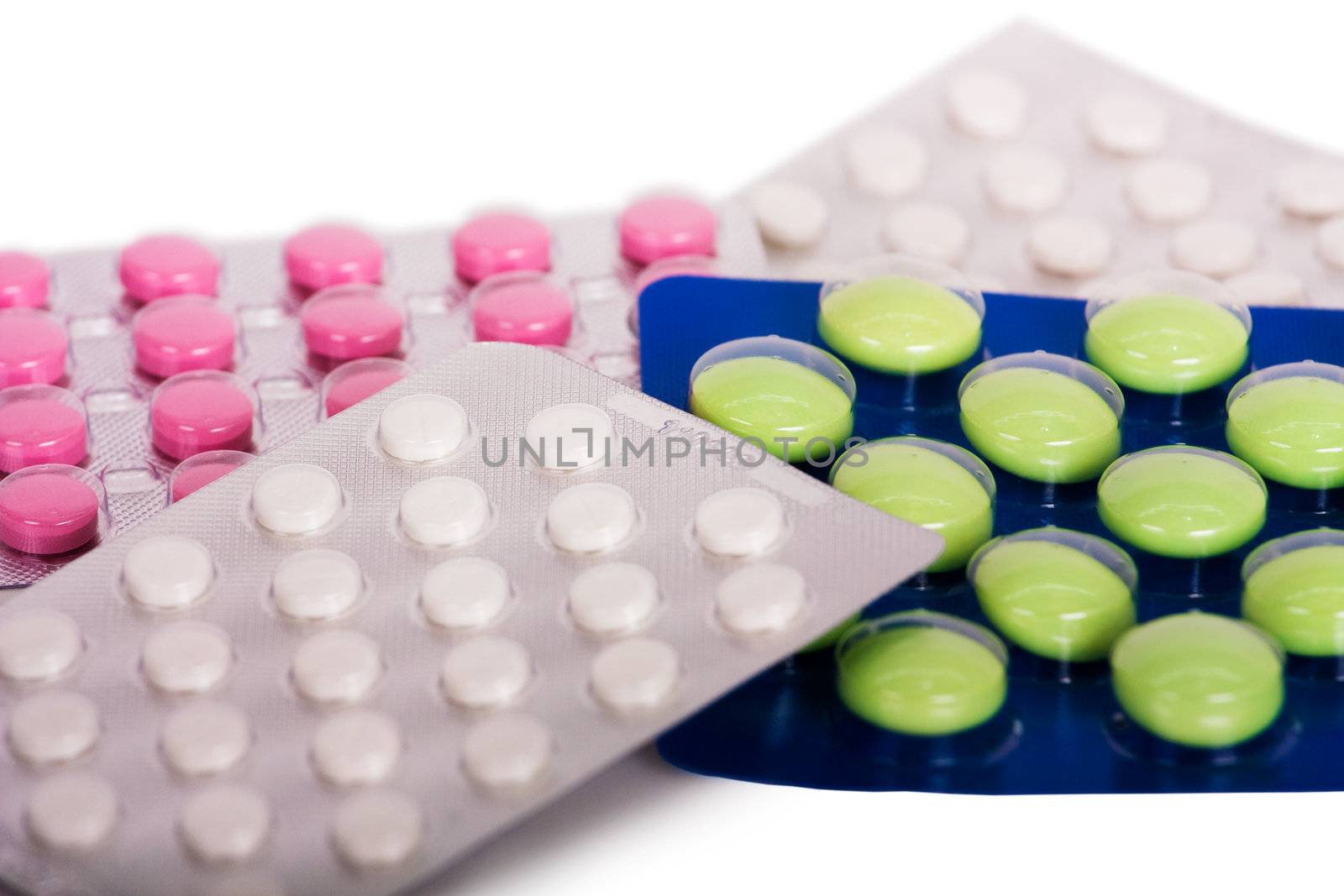 Packing pills isolated on a white background