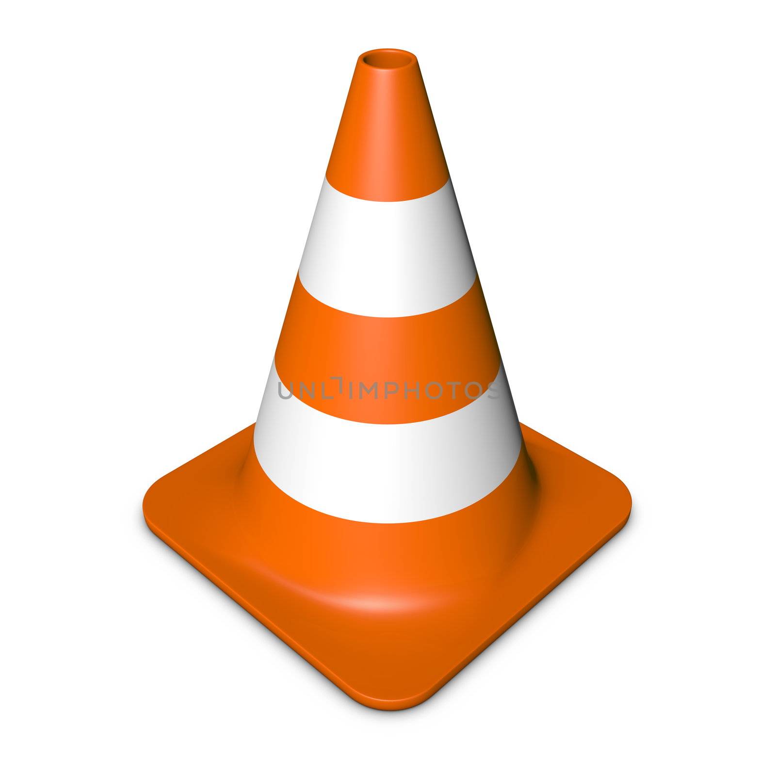 single traffic in 3d with orange and white stripes