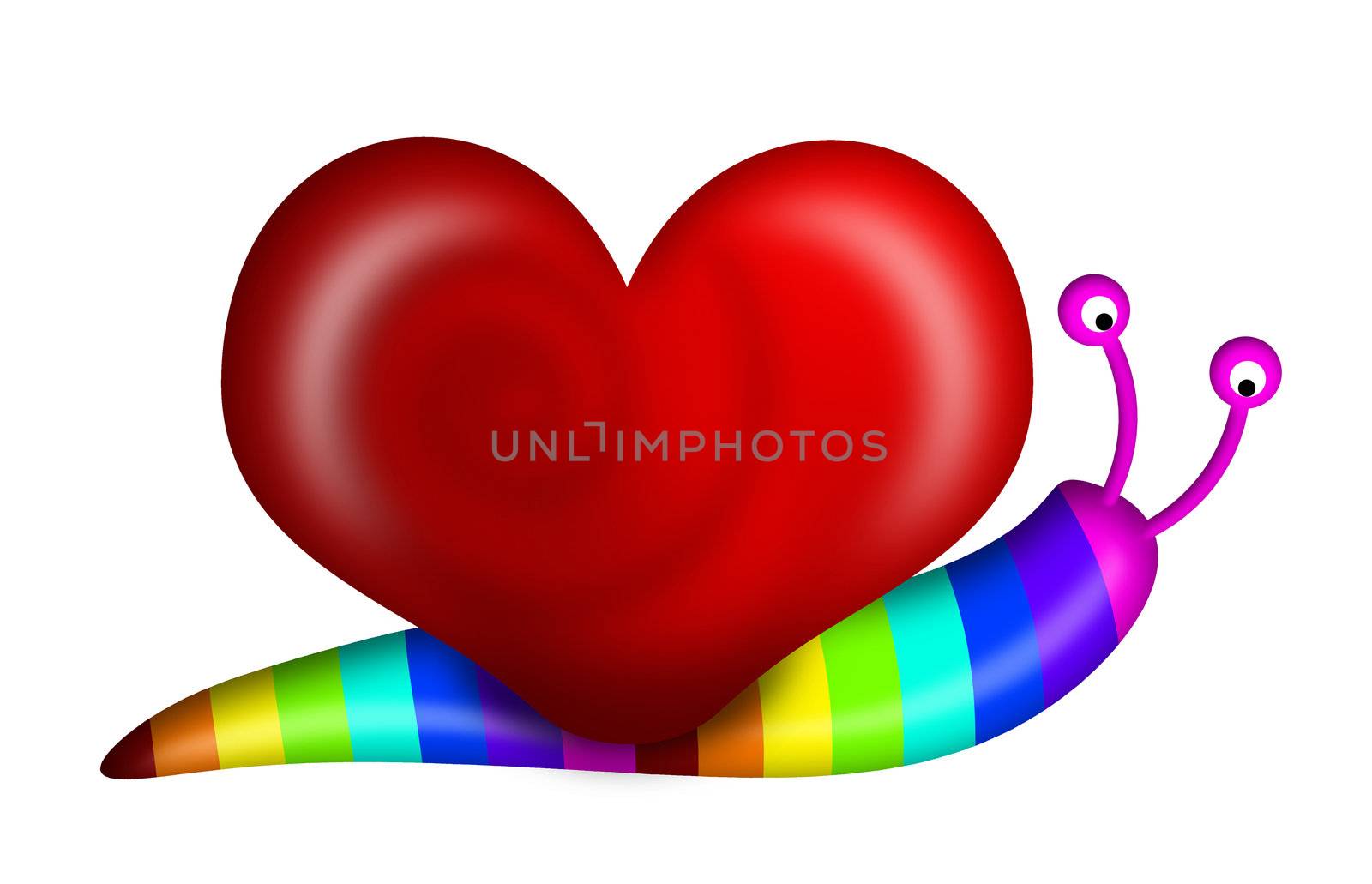 Abstract Snail with Heart Shape Shell and Rainbow Colors by Davidgn